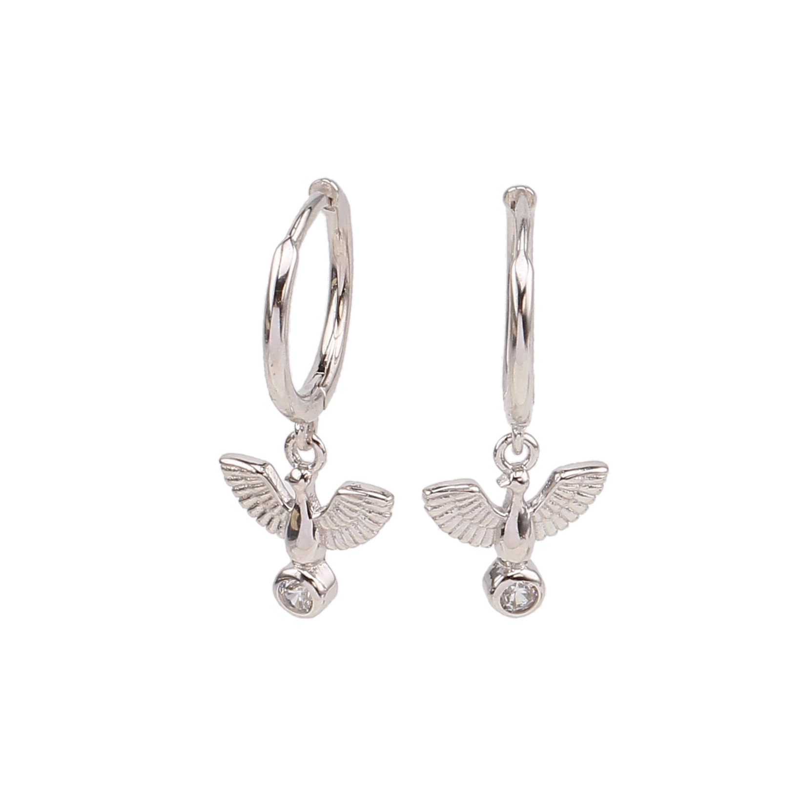 1 Pair Vintage Style Simple Style Bird Inlay Sterling Silver Zircon Drop Earrings display picture 2