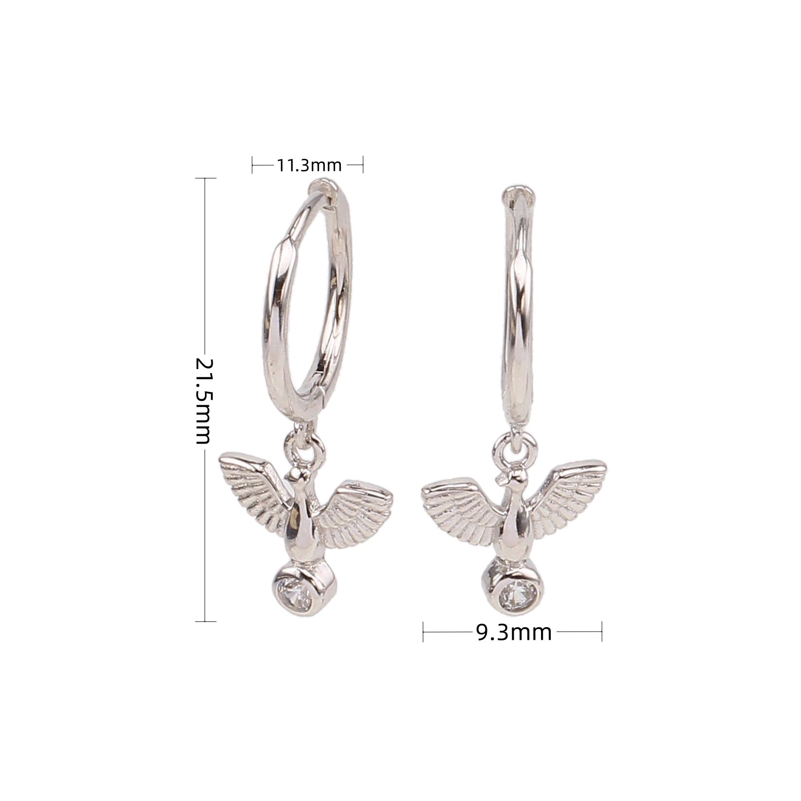 1 Pair Vintage Style Simple Style Bird Inlay Sterling Silver Zircon Drop Earrings display picture 3