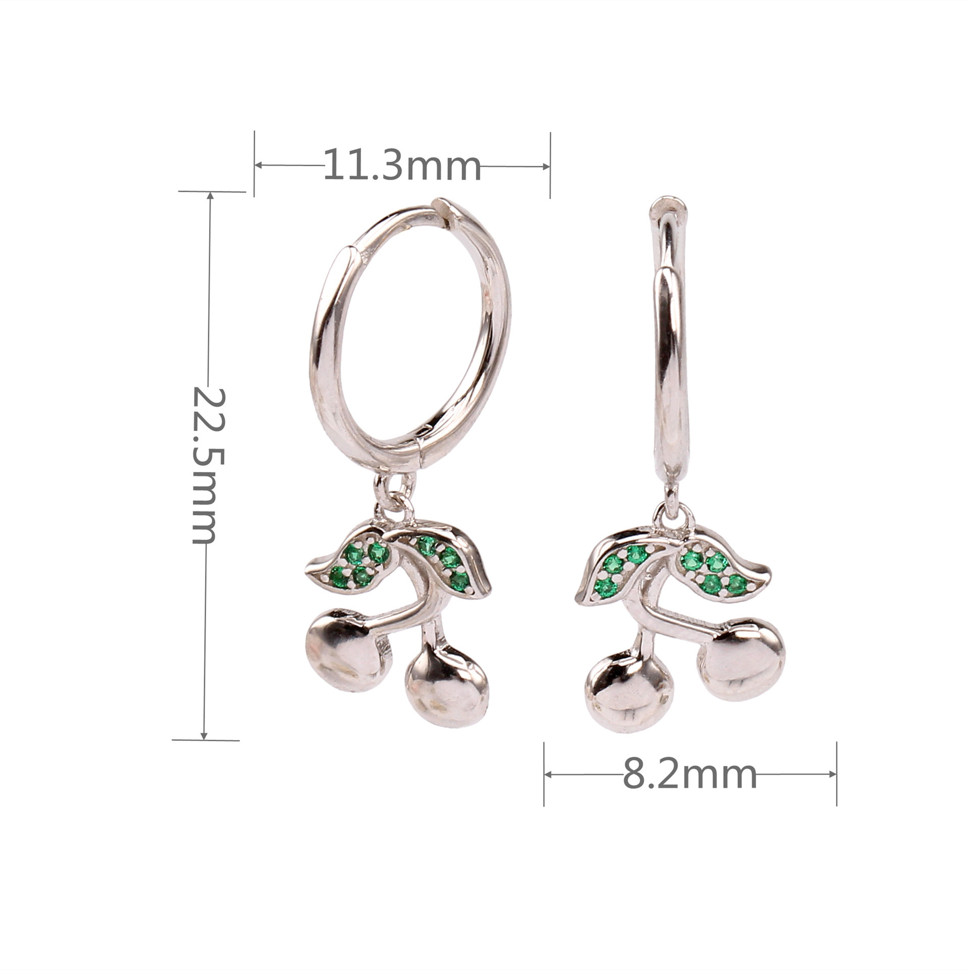 1 Pair Sweet Cherry Inlay Sterling Silver Zircon Drop Earrings display picture 5