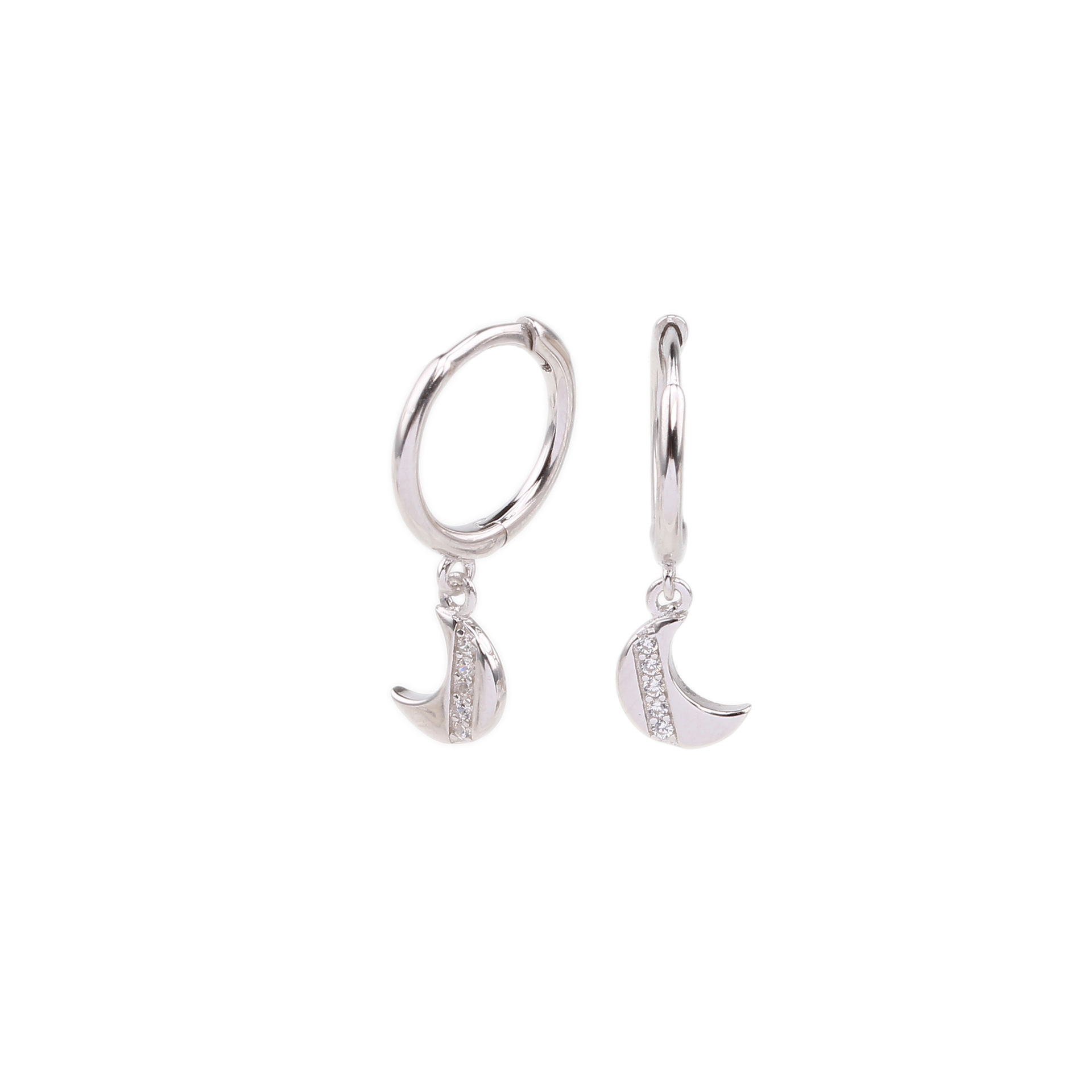 1 Pair Basic Fashion French Style Moon Inlay Sterling Silver Gem Earrings display picture 5