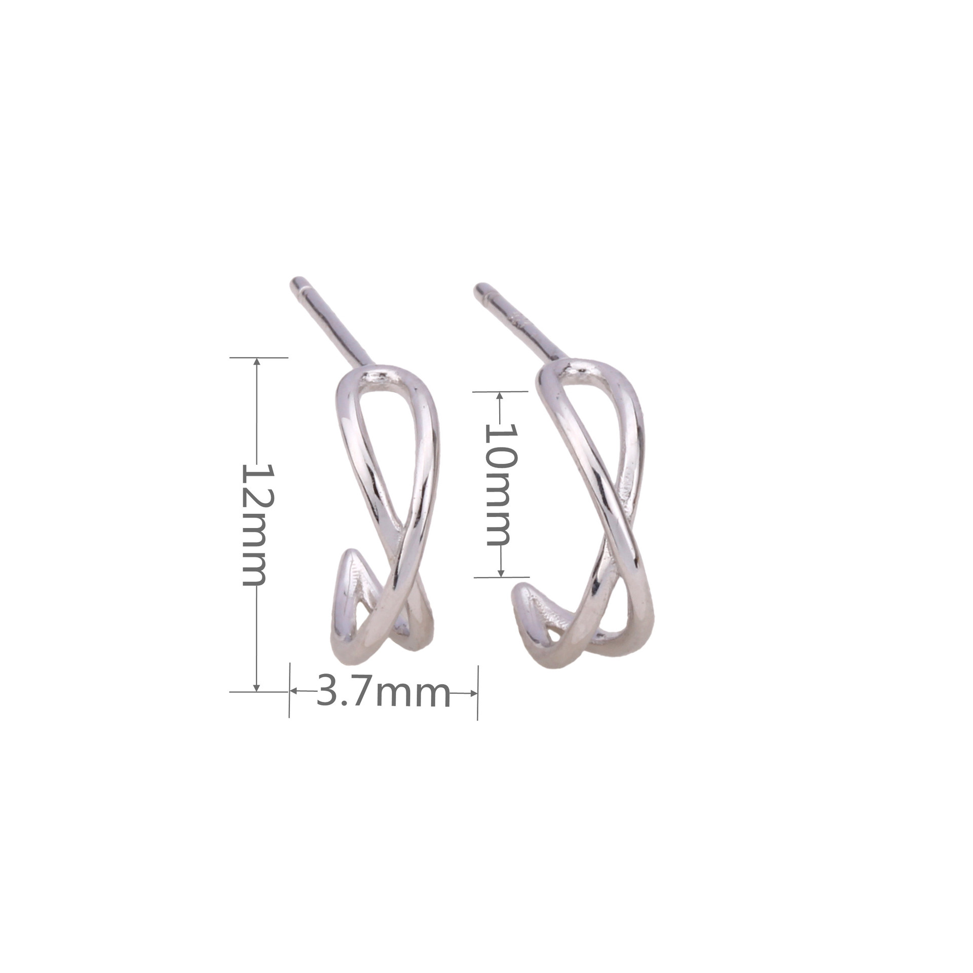 1 Paire Style Simple Forme C Placage Argent Sterling Boucles D'oreilles display picture 2