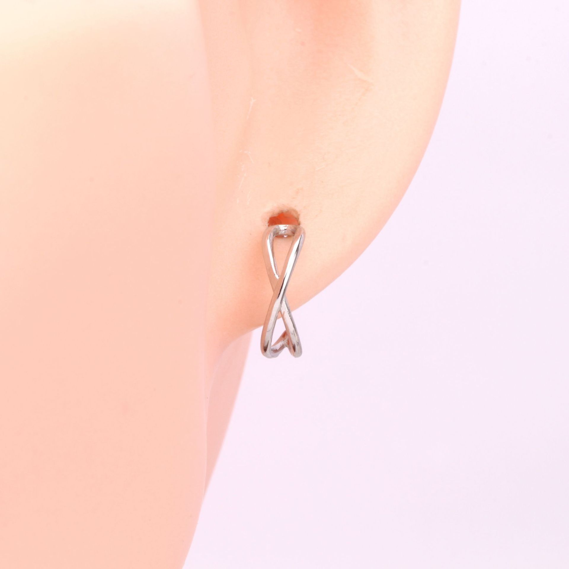 1 Pair Simple Style C Shape Plating Sterling Silver Ear Studs display picture 3