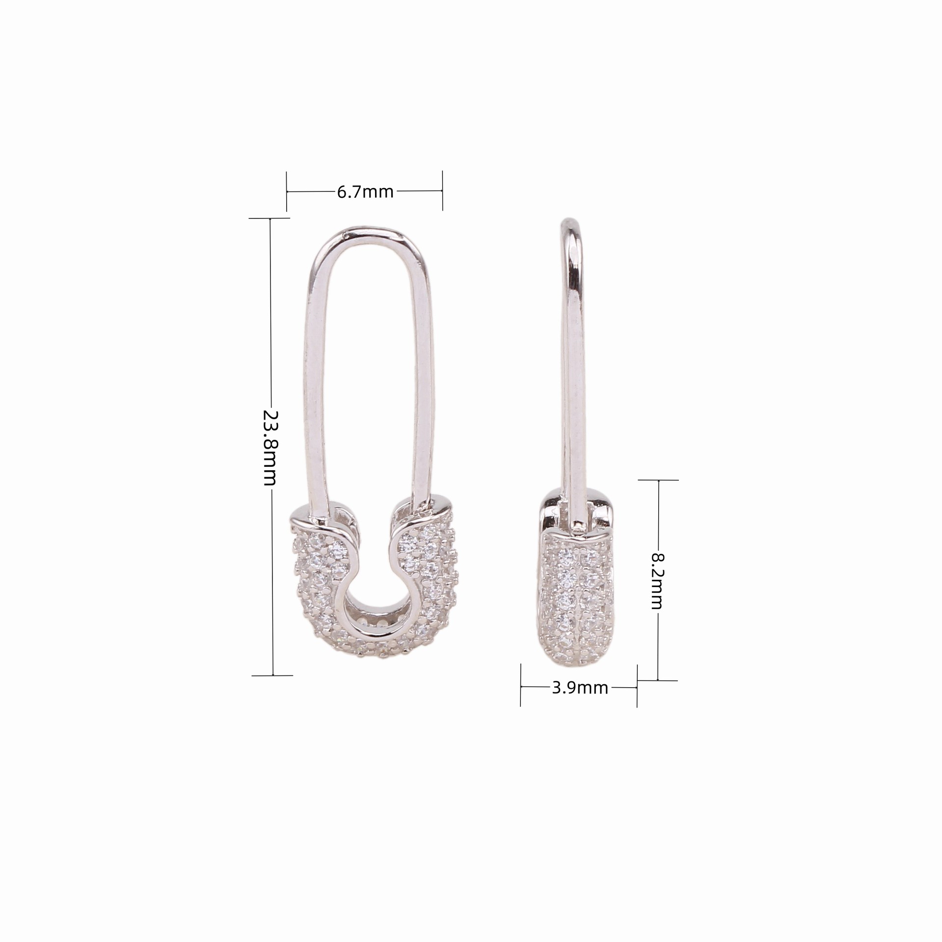 1 Pair Basic U Shape Inlay Sterling Silver Artificial Gemstones Earrings display picture 3