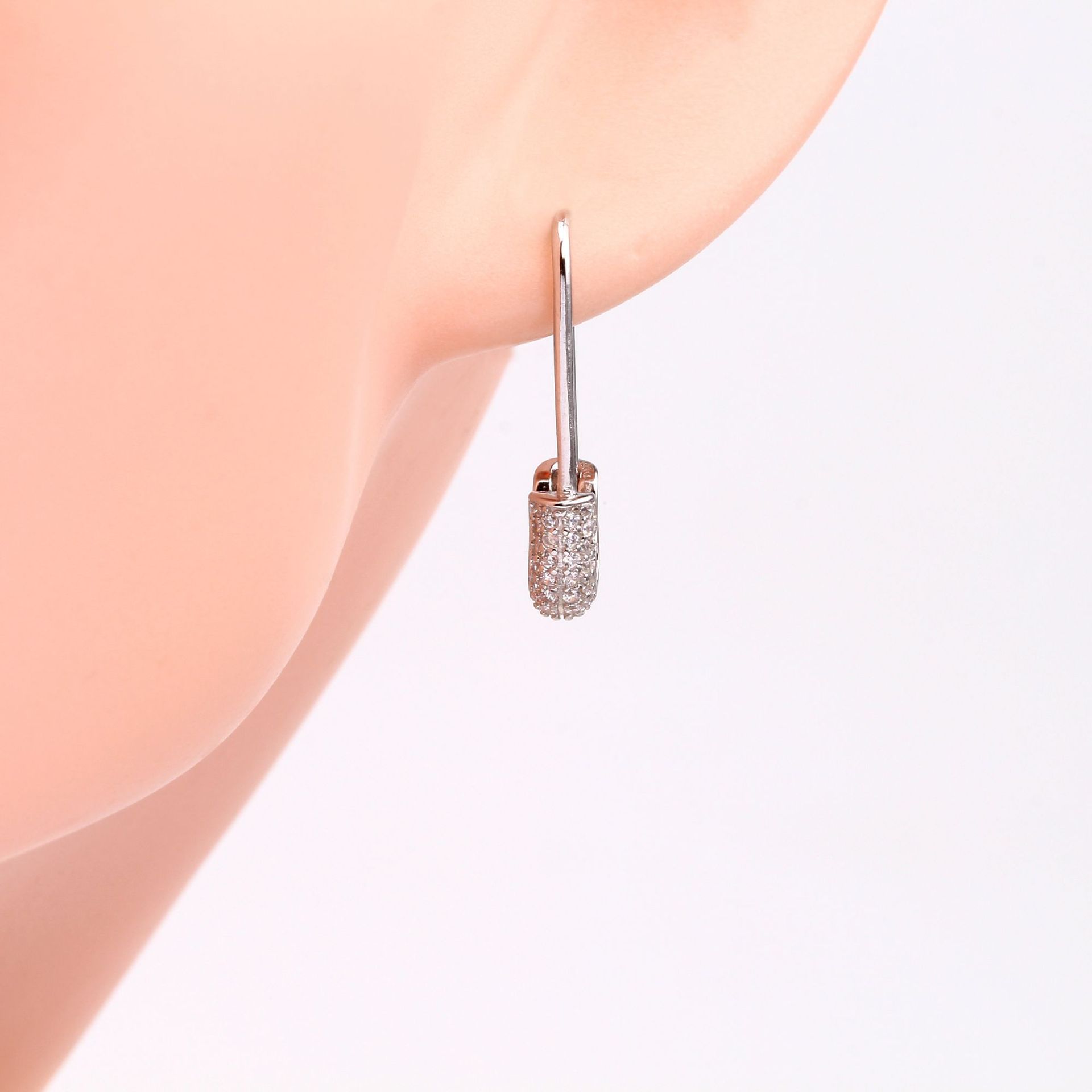 1 Pair Basic U Shape Inlay Sterling Silver Artificial Gemstones Earrings display picture 5