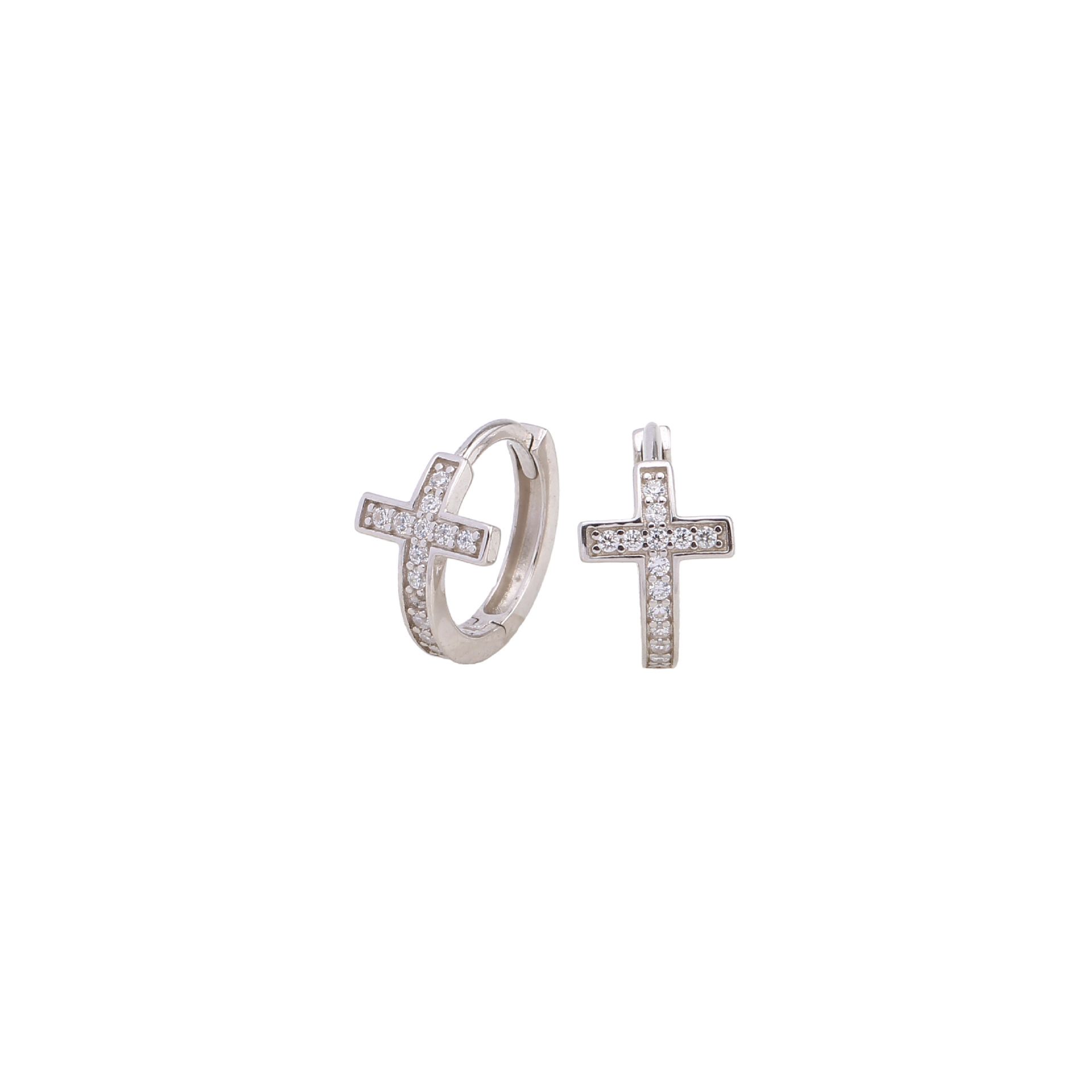 1 Pair Simple Style Cross Sterling Silver Earrings display picture 3