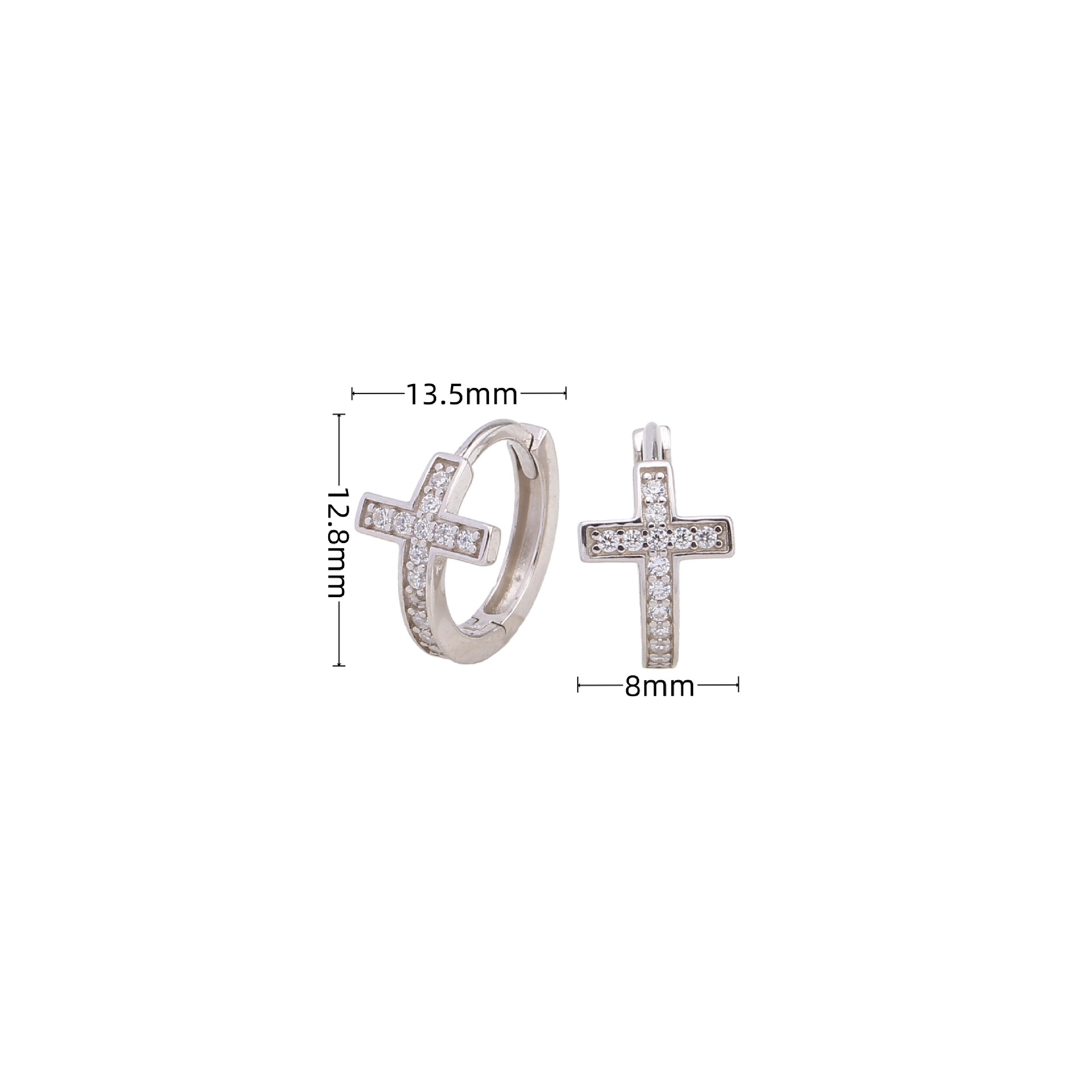 1 Pair Simple Style Cross Sterling Silver Earrings display picture 4