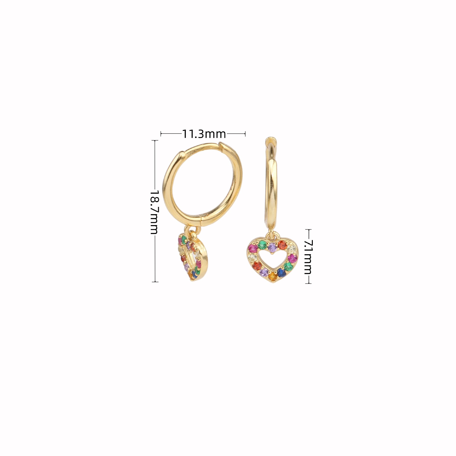 1 Paar Basic Französische Art Herzform Inlay Sterling Silber Juwel Ohrringe display picture 2