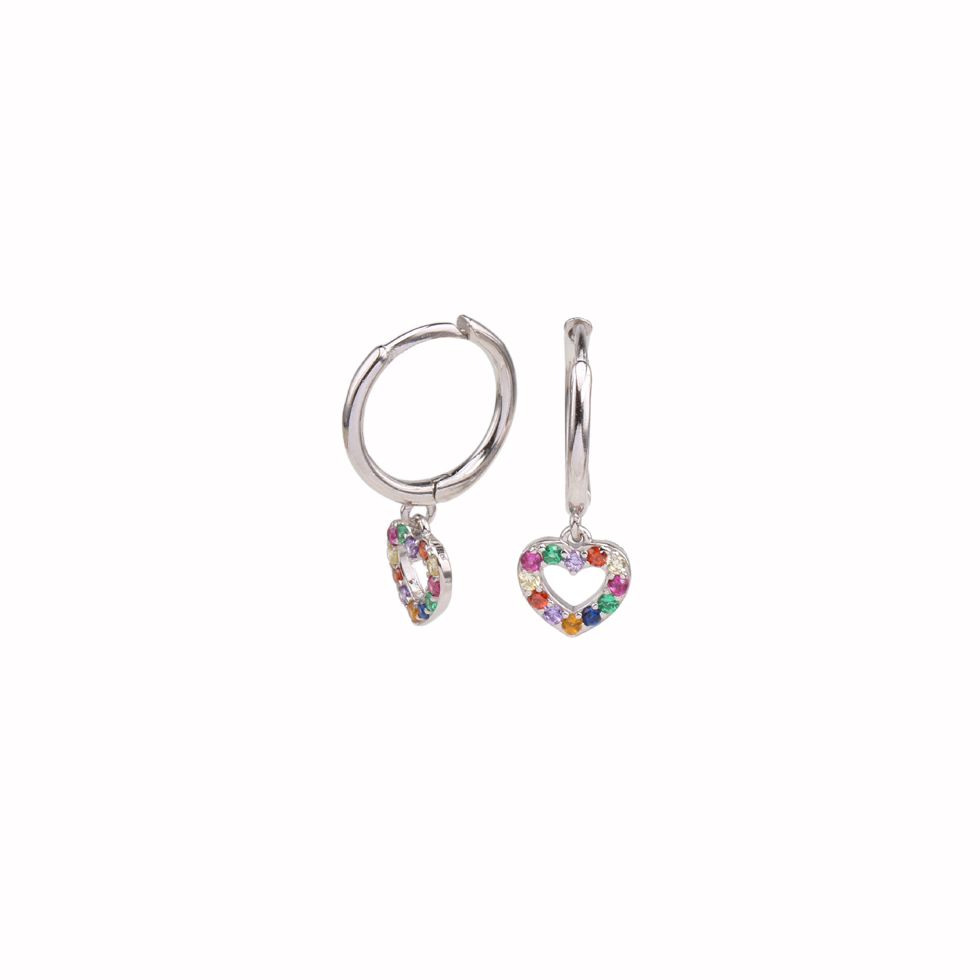 1 Paar Basic Französische Art Herzform Inlay Sterling Silber Juwel Ohrringe display picture 3
