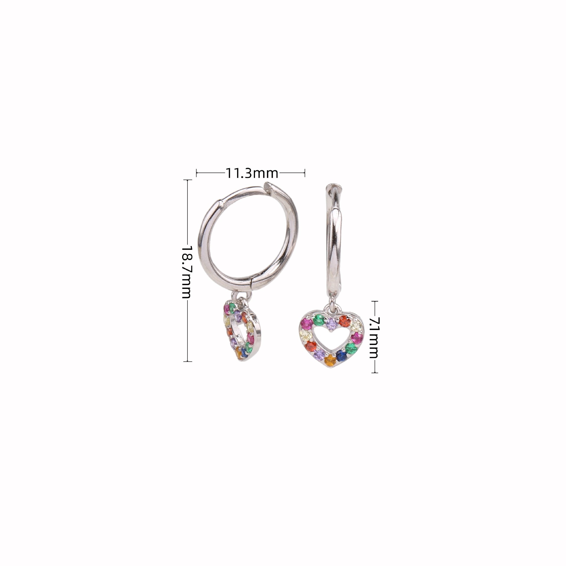 1 Paar Basic Französische Art Herzform Inlay Sterling Silber Juwel Ohrringe display picture 4