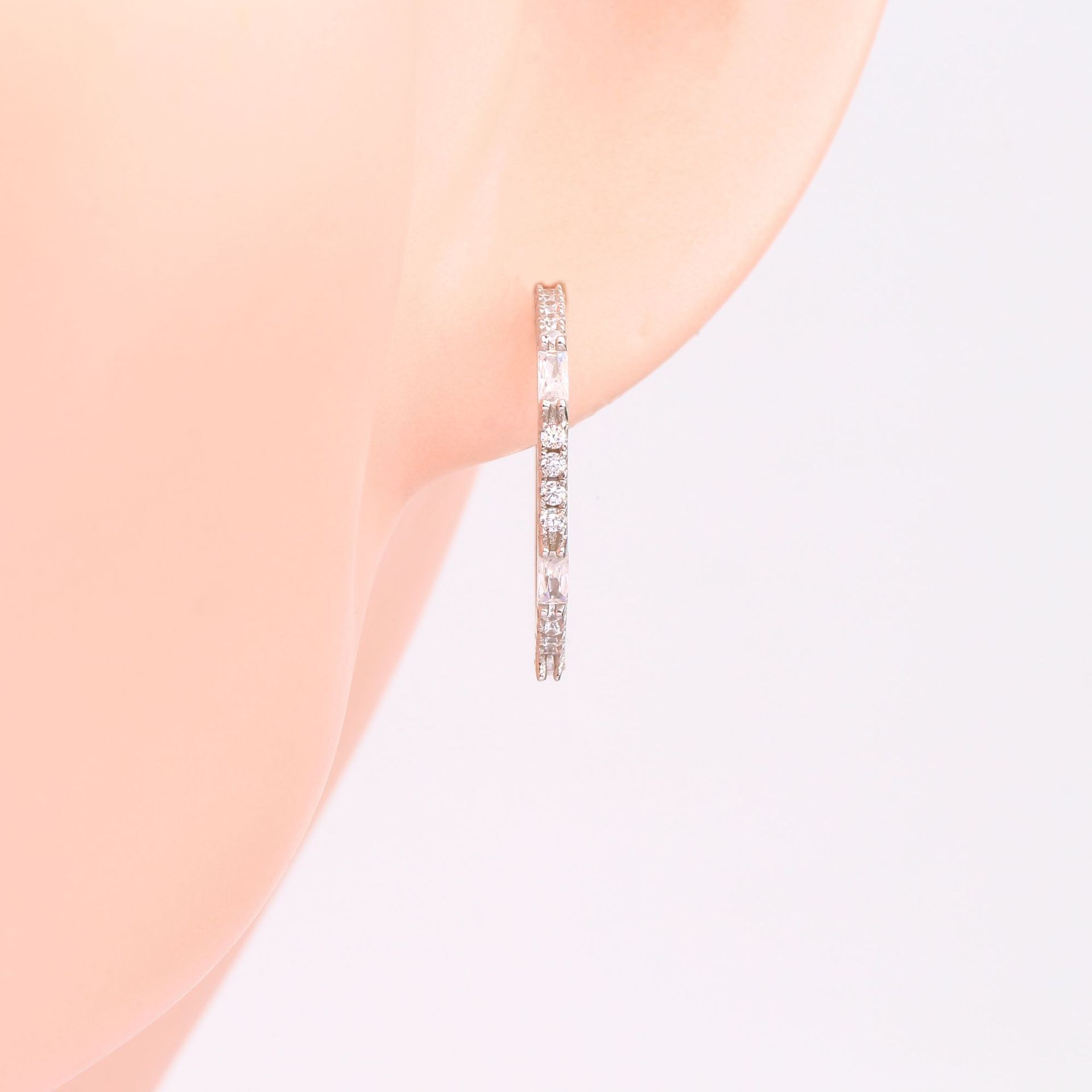 1 Pair Basic Geometric Inlay Sterling Silver Zircon Earrings display picture 6