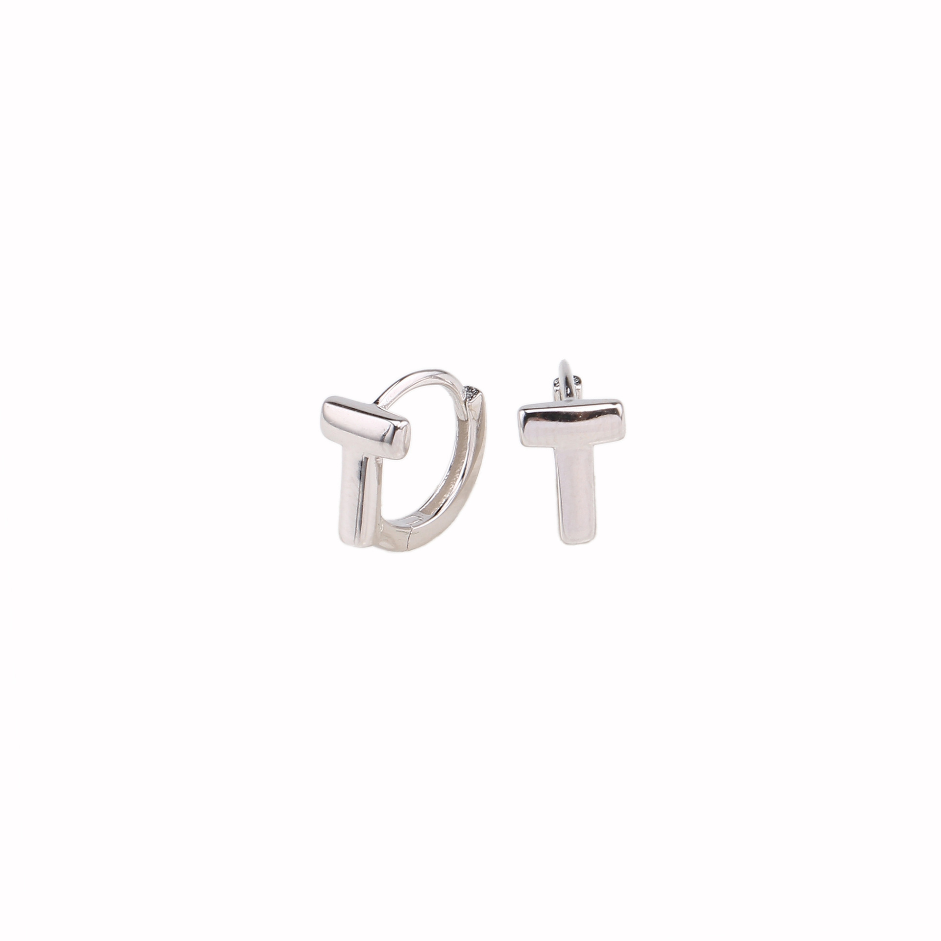 1 Paire Style Simple Traverser Placage Argent Sterling Des Boucles D'oreilles display picture 3