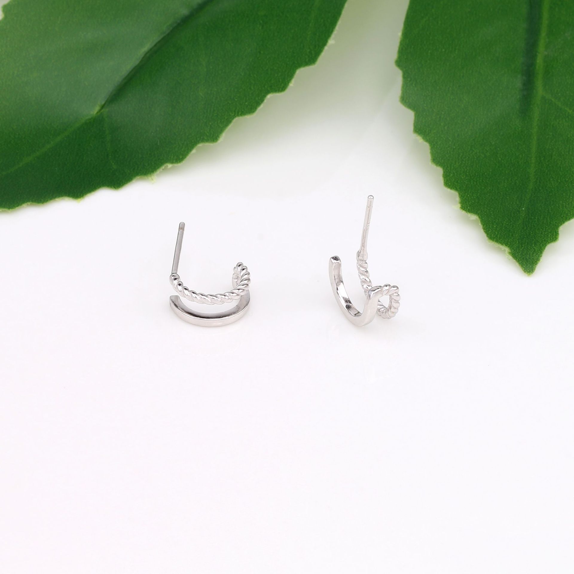 1 Pair Basic C Shape Plating Sterling Silver Ear Studs display picture 12