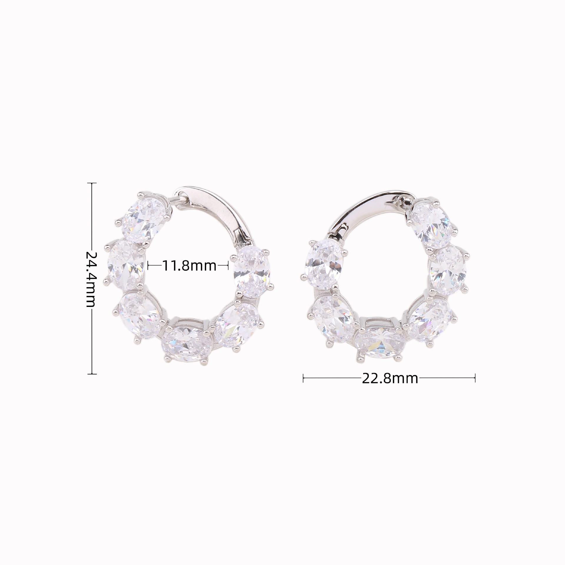 1 Pair Sweet Round Plating Inlay Sterling Silver Artificial Gemstones Earrings display picture 4