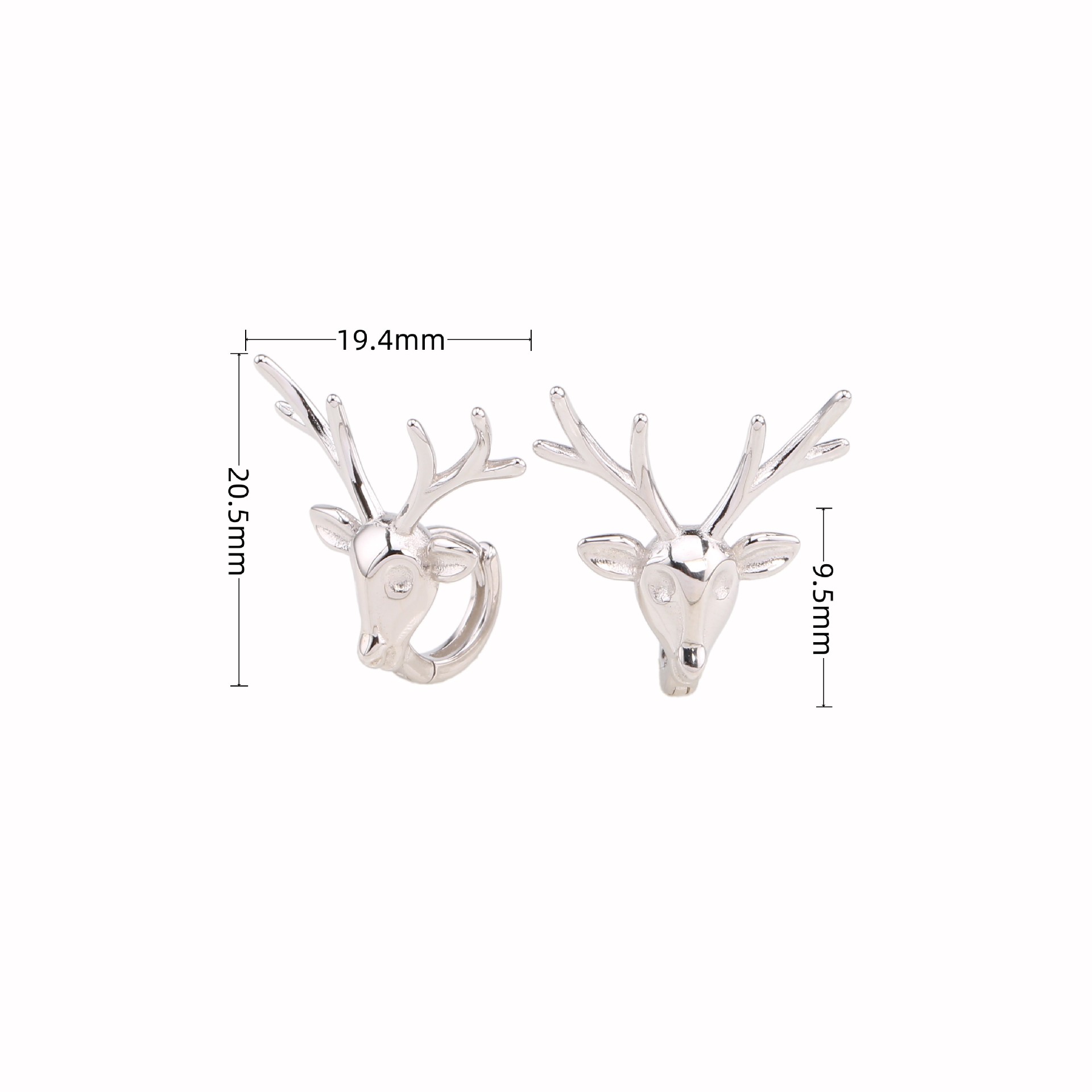 1 Pair Basic Antlers Plating Sterling Silver Ear Studs display picture 4