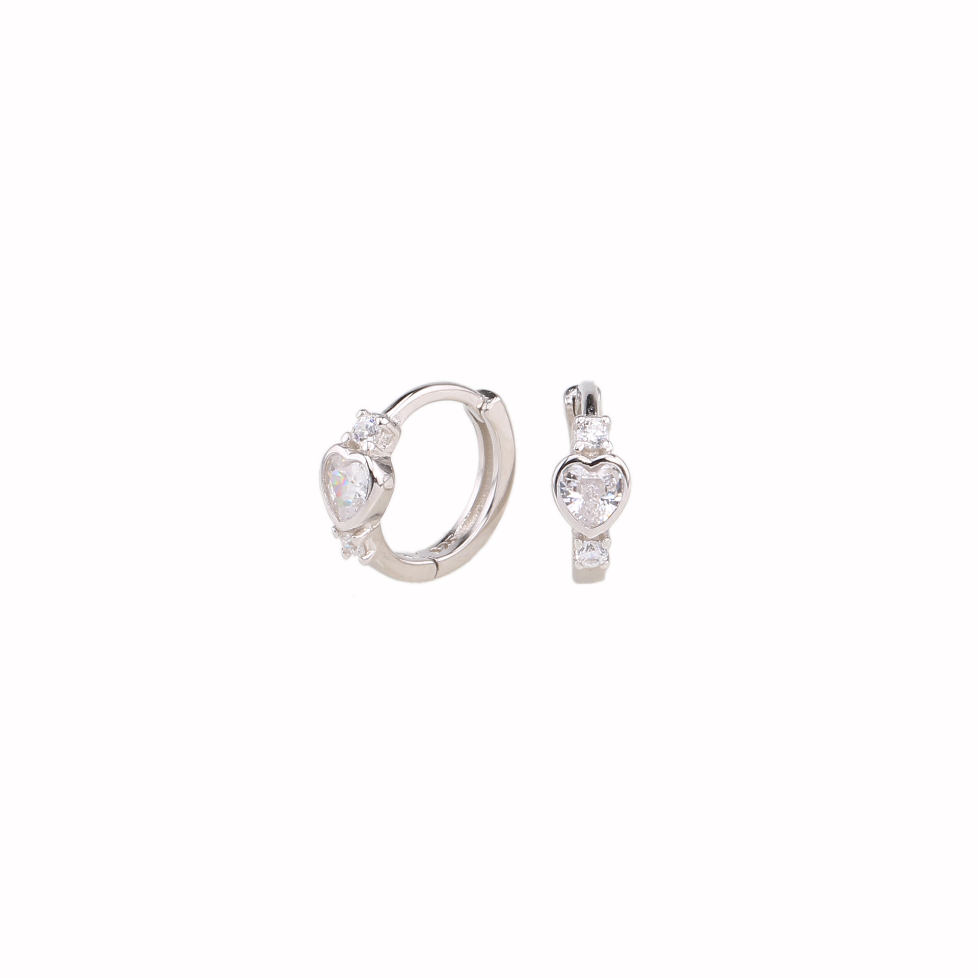 1 Paar Einfacher Stil Klassischer Stil Herzform Inlay Sterling Silber Zirkon Ohrringe display picture 3