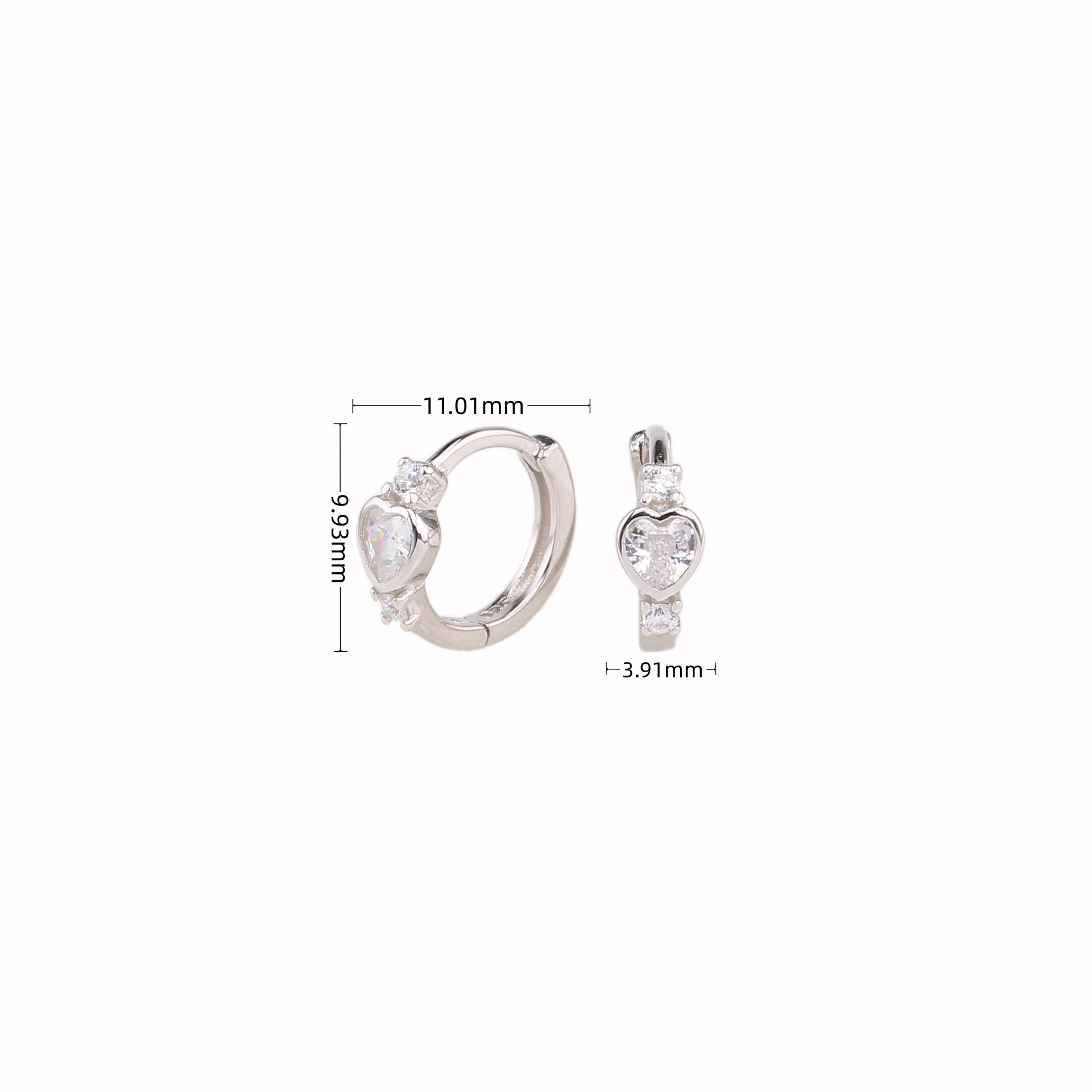1 Paar Einfacher Stil Klassischer Stil Herzform Inlay Sterling Silber Zirkon Ohrringe display picture 4