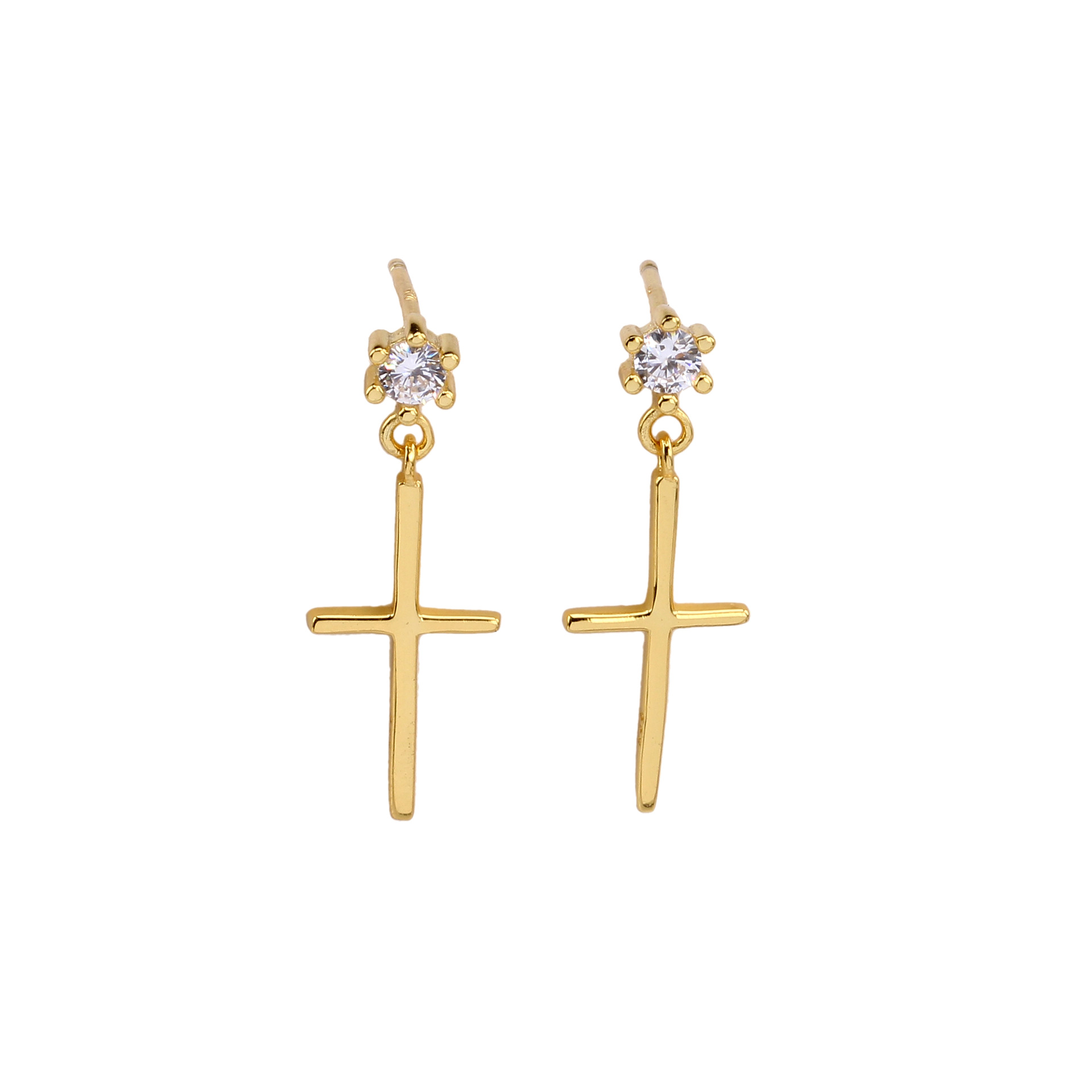 1 Pair Casual Punk Cross Inlay Sterling Silver Zircon Earrings display picture 4
