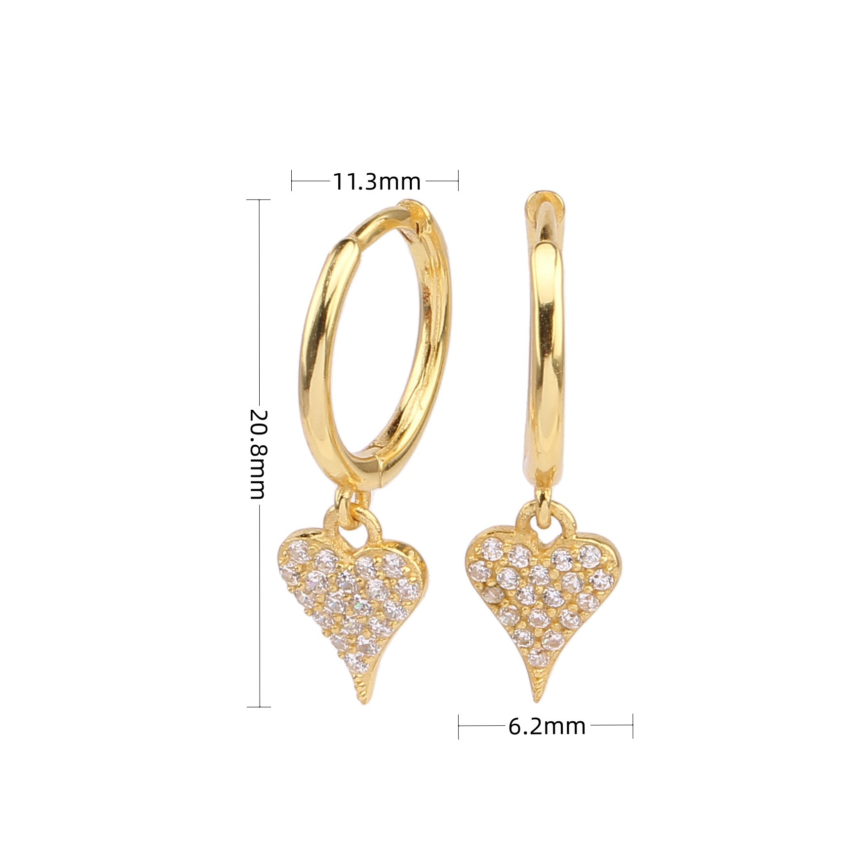 1 Paire Sucré Forme De Cœur Incruster Argent Sterling Zircon Boucles D'oreilles display picture 2