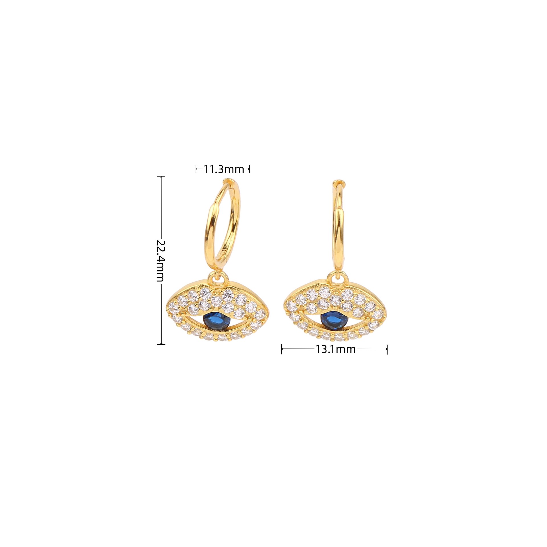 1 Pair Basic Modern Style Devil's Eye Inlay Sterling Silver Zircon Earrings display picture 2