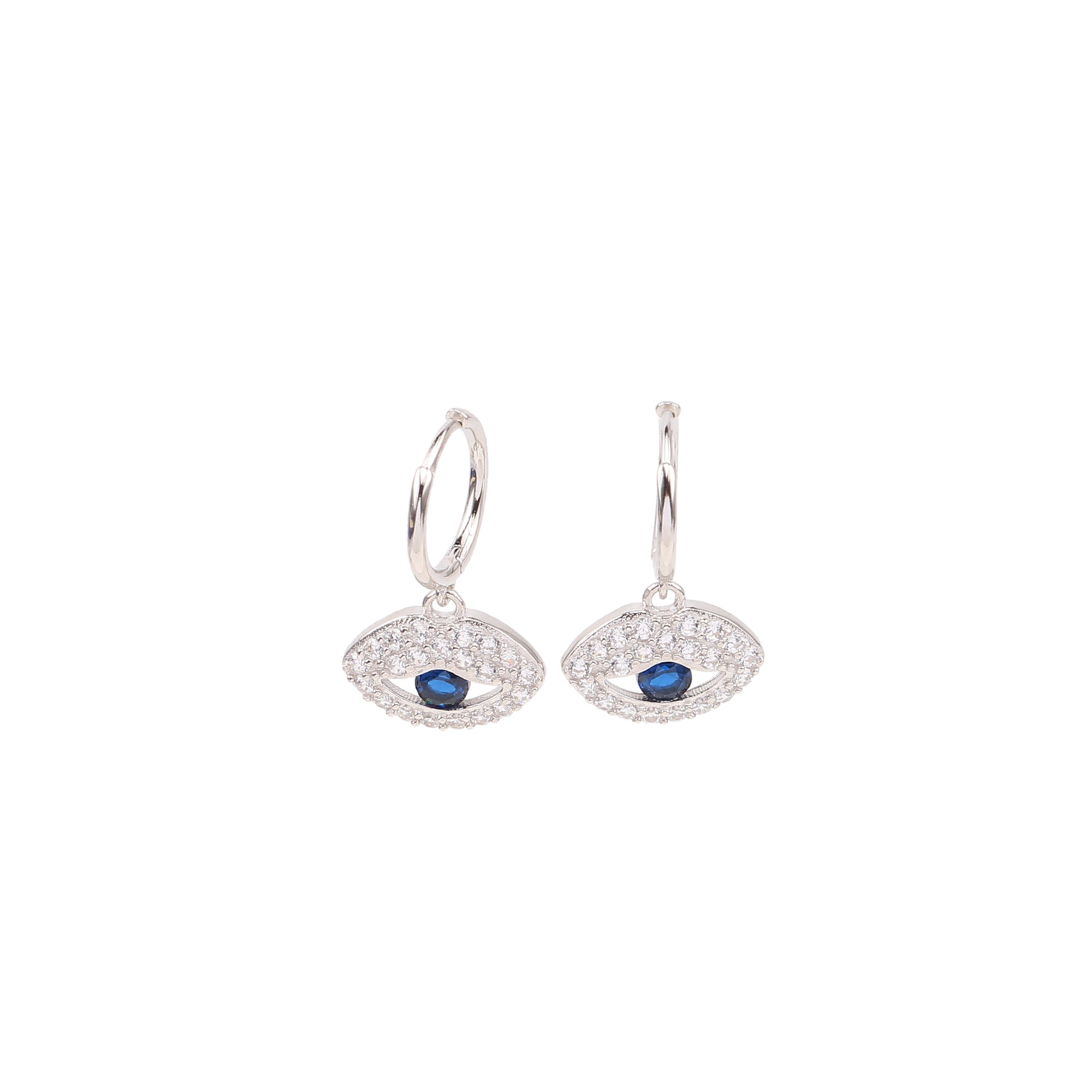 1 Pair Basic Modern Style Devil's Eye Inlay Sterling Silver Zircon Earrings display picture 3