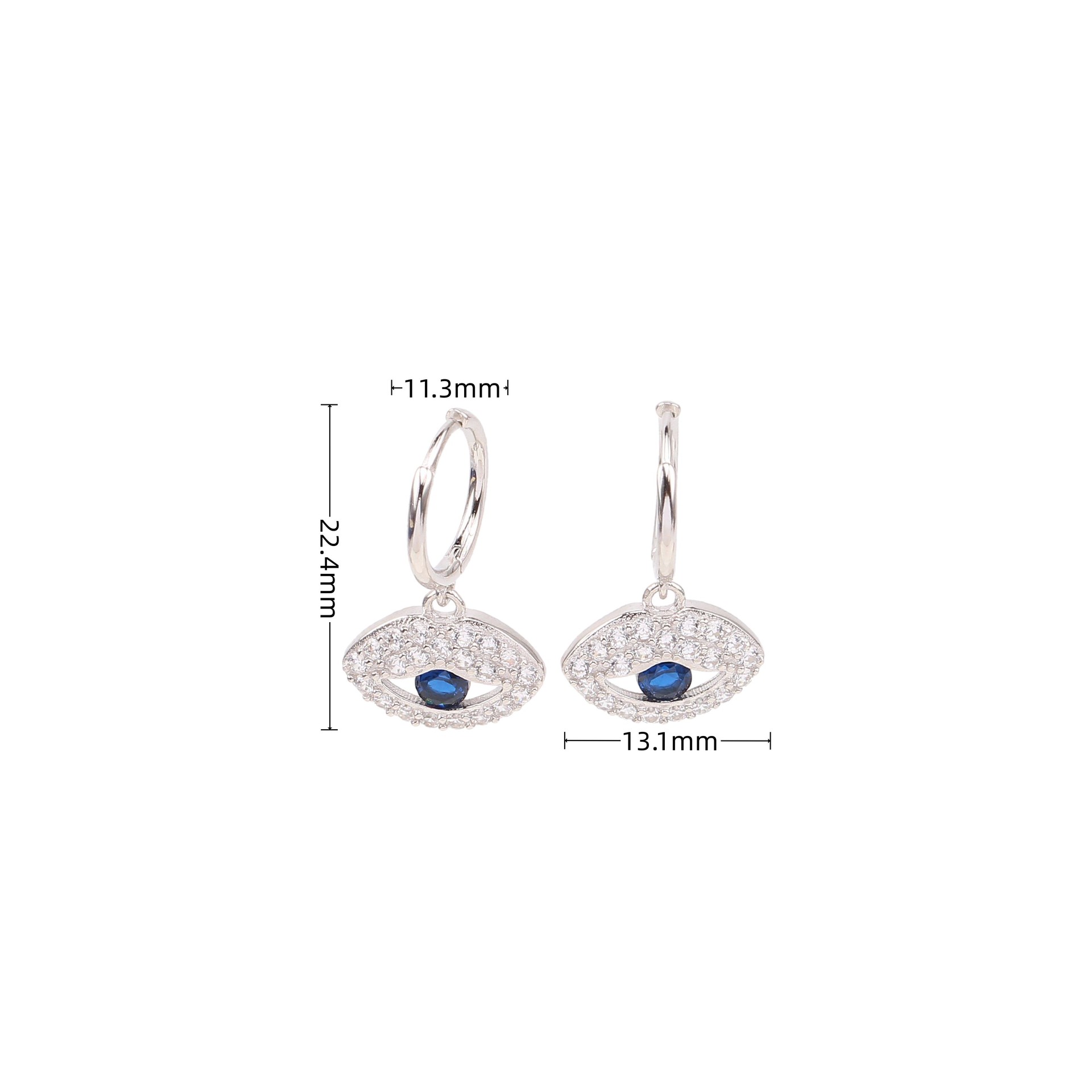 1 Pair Basic Modern Style Devil's Eye Inlay Sterling Silver Zircon Earrings display picture 4