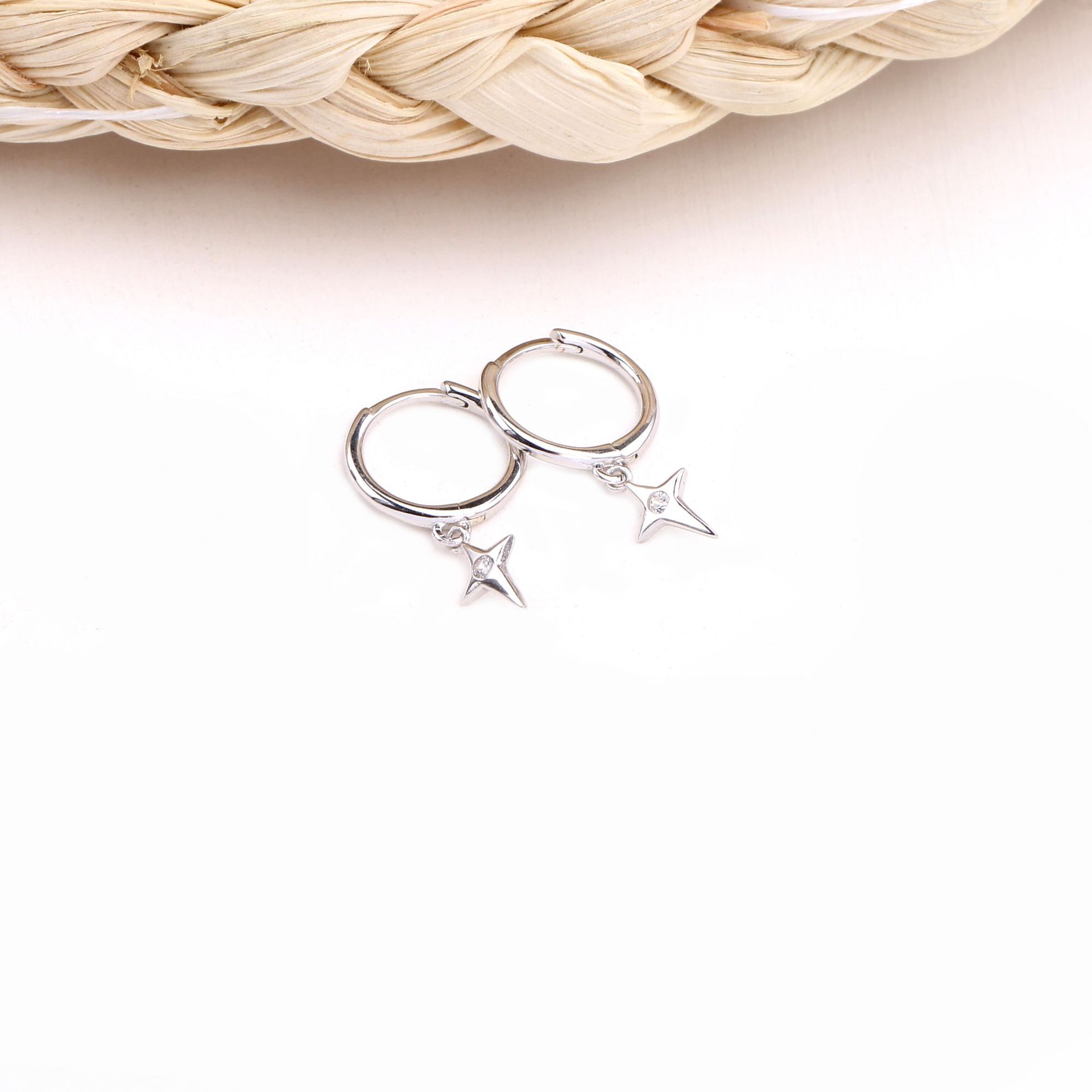 1 Pair Lady Star Inlay Sterling Silver Zircon Earrings display picture 4