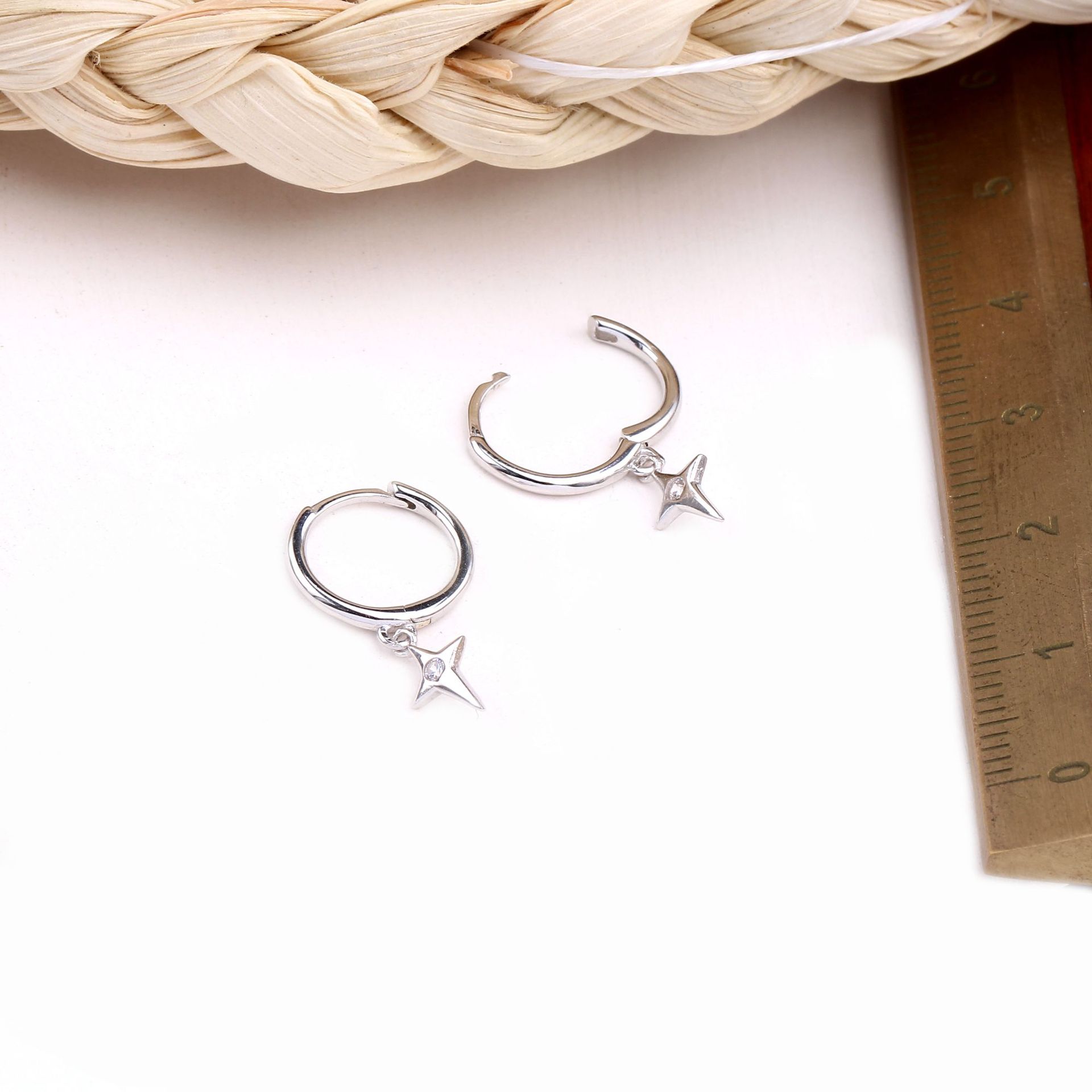 1 Pair Lady Star Inlay Sterling Silver Zircon Earrings display picture 6