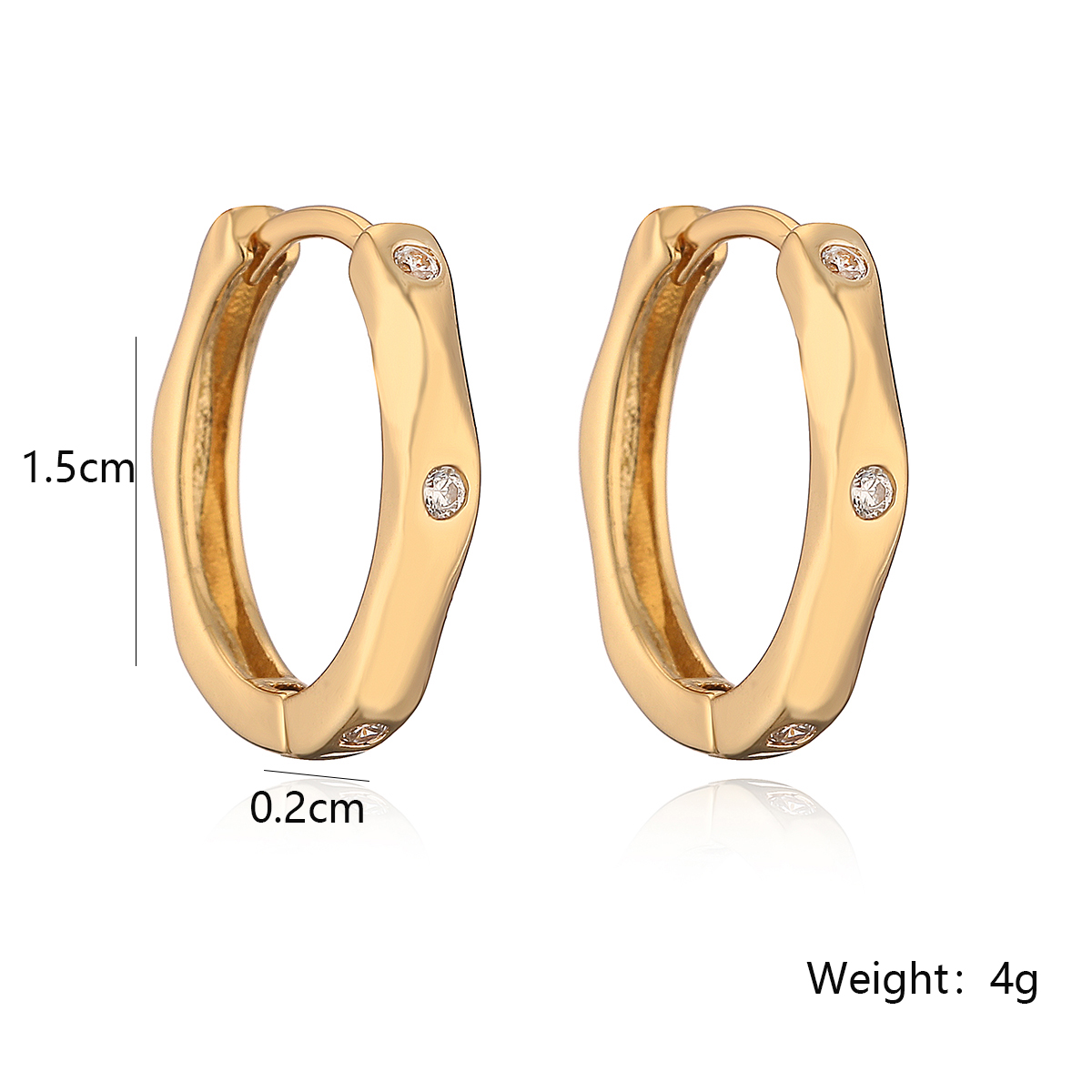 1 Pair Elegant Simple Style Geometric Plating Inlay Copper Zircon 18k Gold Plated Earrings display picture 1