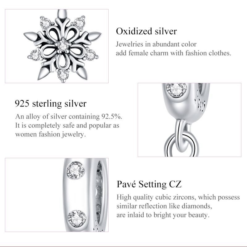 Casual Snowflake Sterling Silver Inlay Zircon Jewelry Accessories display picture 9