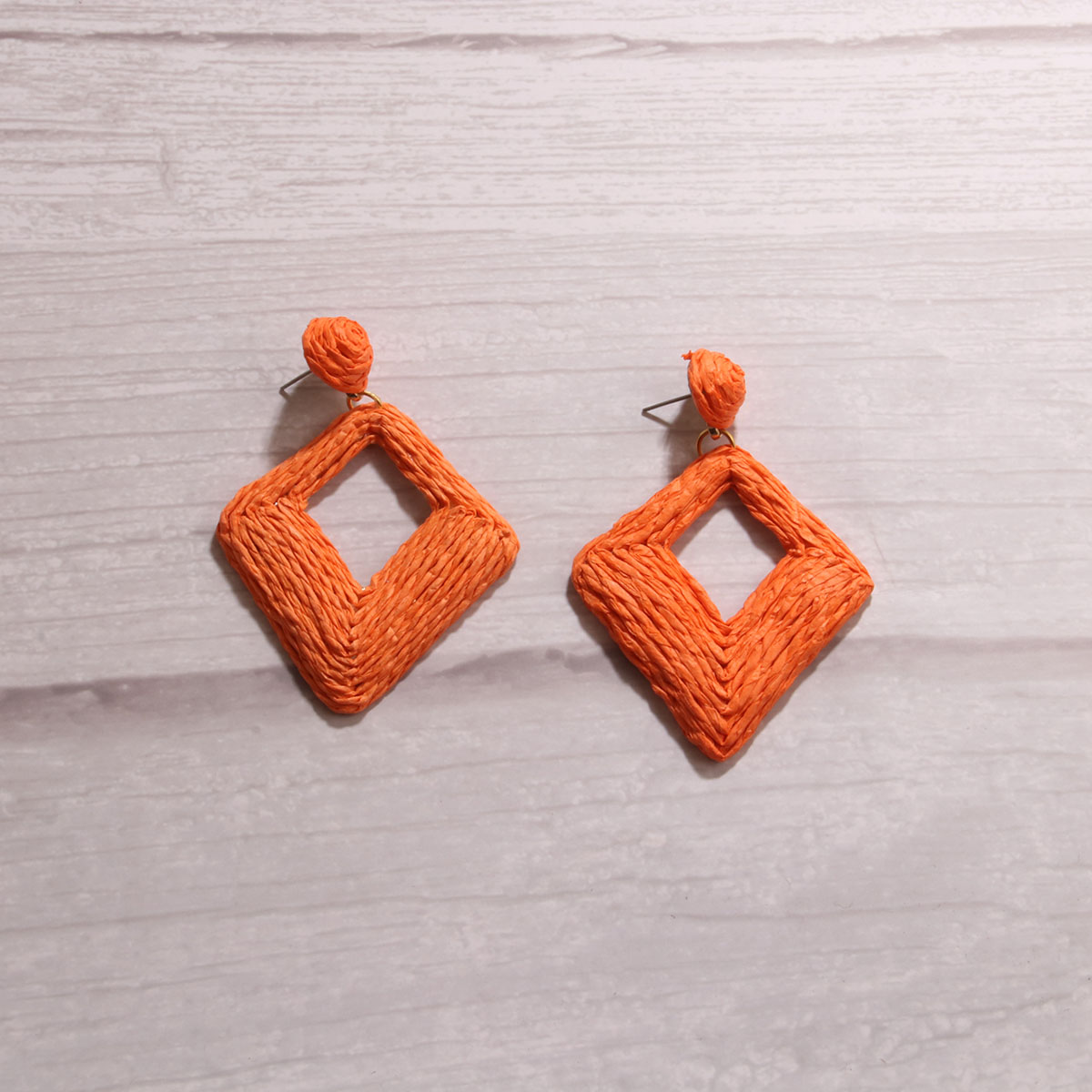 1 Pair Exaggerated Simple Style Quadrilateral Handmade Alloy Raffia Drop Earrings display picture 6
