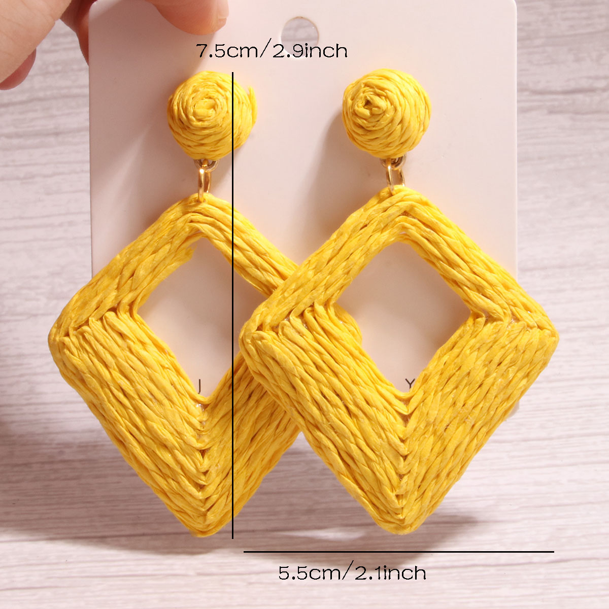 1 Pair Exaggerated Simple Style Quadrilateral Handmade Alloy Raffia Drop Earrings display picture 8