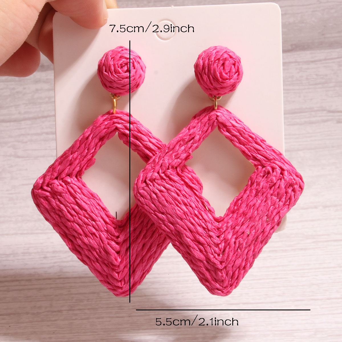 1 Pair Exaggerated Simple Style Quadrilateral Handmade Alloy Raffia Drop Earrings display picture 9