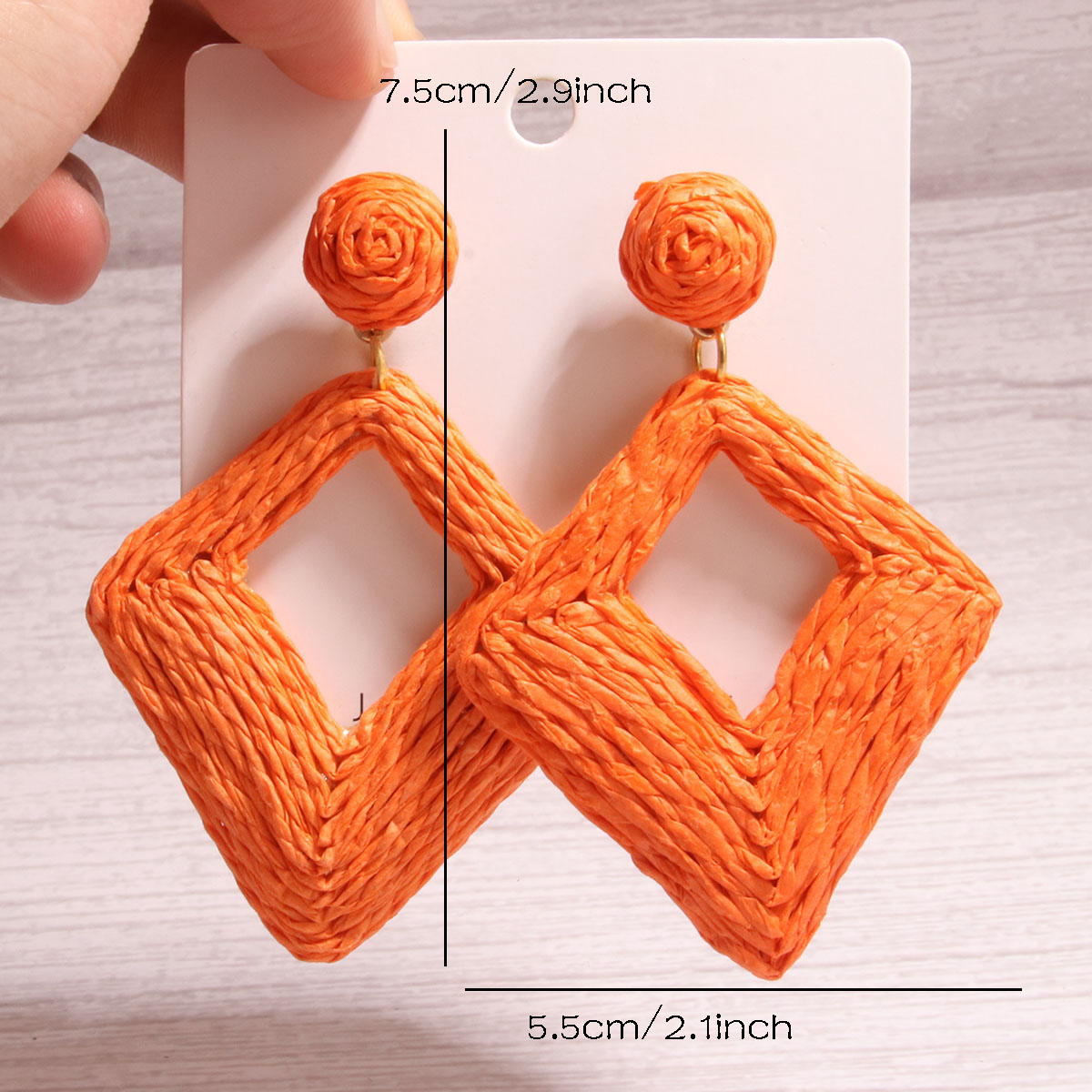 1 Pair Exaggerated Simple Style Quadrilateral Handmade Alloy Raffia Drop Earrings display picture 4