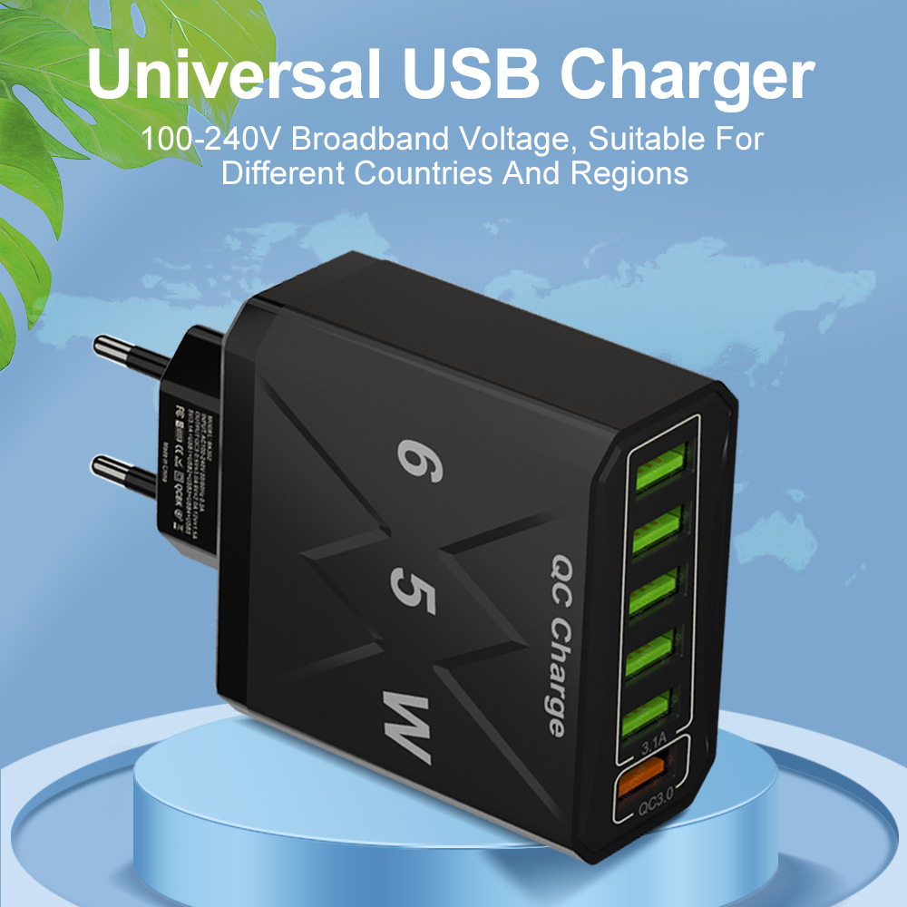65w Fast Charging Mobile Phone Charger 3.1a Type-c Pd 3usb Multi-port Travel Charger Charging Plug display picture 6