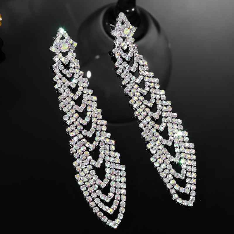 Wholesale Jewelry Elegant Streetwear Geometric Rhinestone Drop Earrings display picture 2