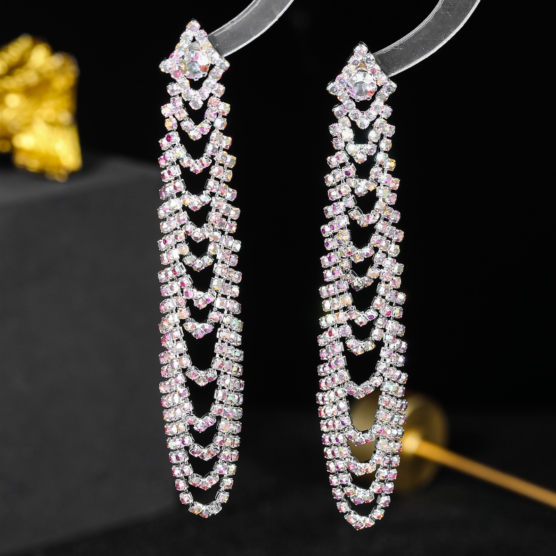 Wholesale Jewelry Elegant Streetwear Geometric Rhinestone Drop Earrings display picture 4