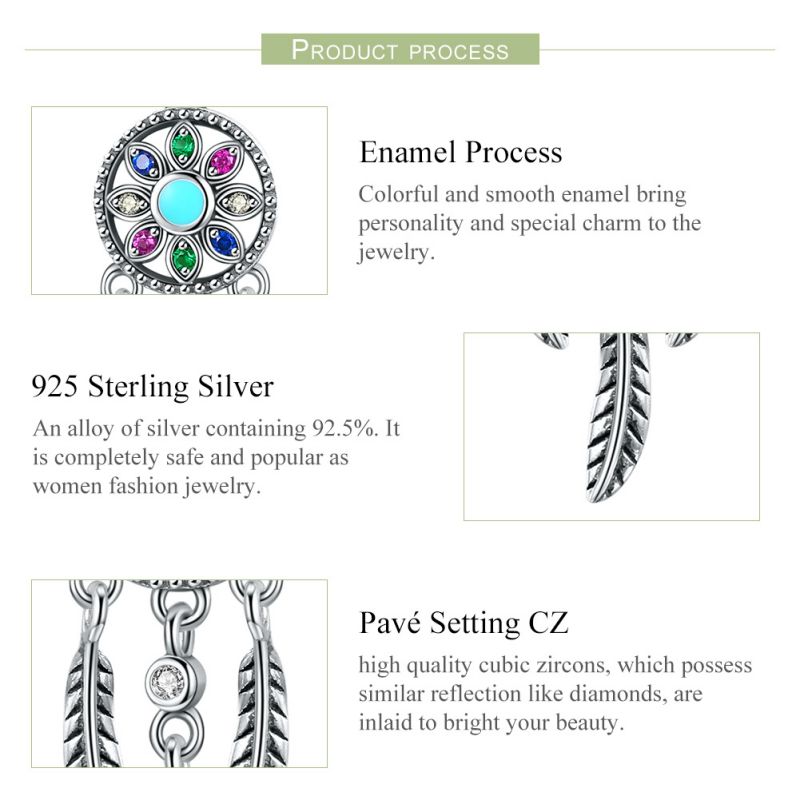 Four-leaf Clover Round Dreamcatcher Eternal Sisters Love Elf Wings S925 Sterling Silver Diy Bracelet Accessories display picture 1
