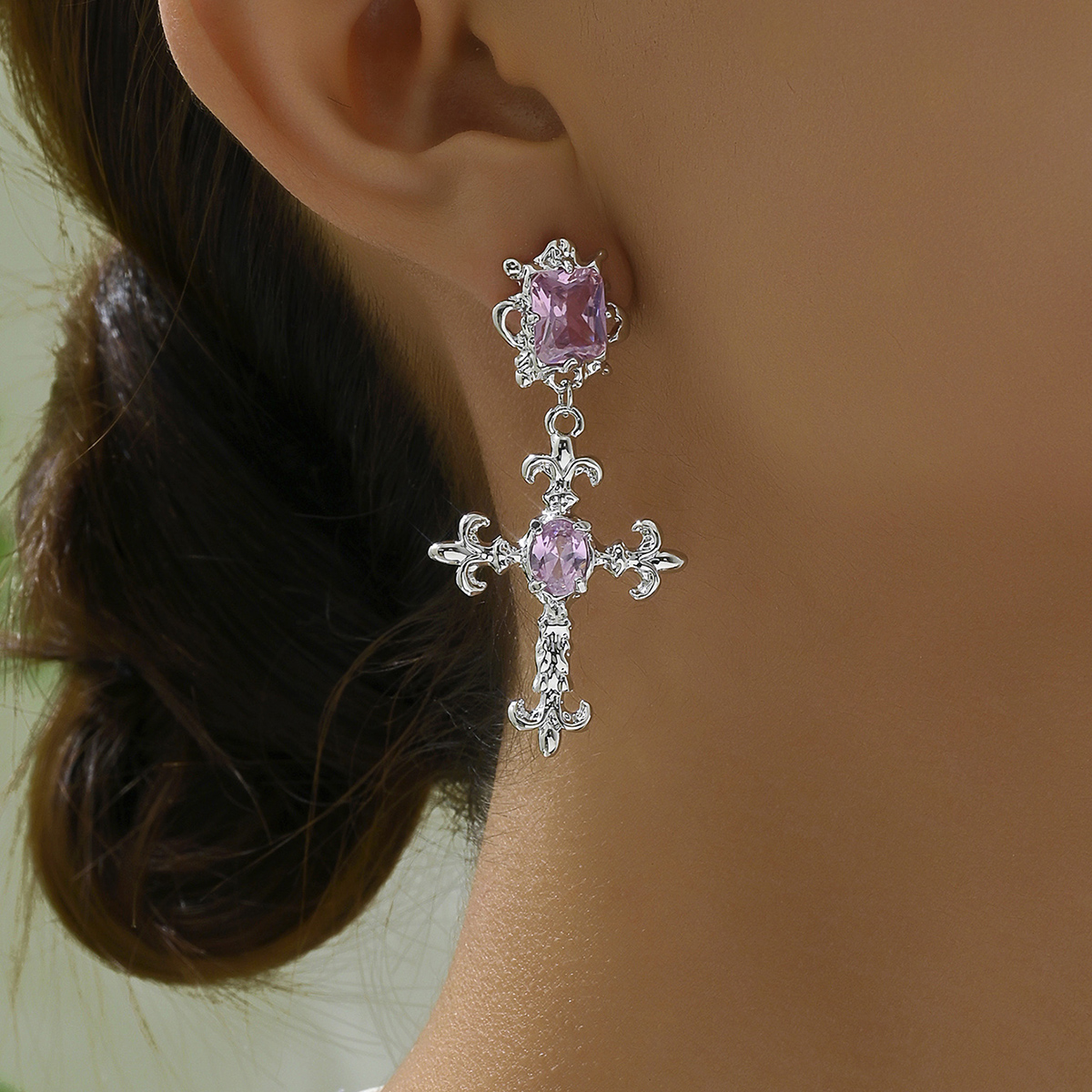 1 Pair Glam Classic Style Shiny Cross Plating Inlay Copper Copper Alloy Zircon 18K Gold Plated Drop Earrings display picture 3