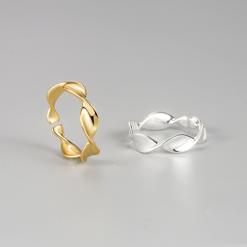 Simple Style Waves Sterling Silver Irregular Rings display picture 1