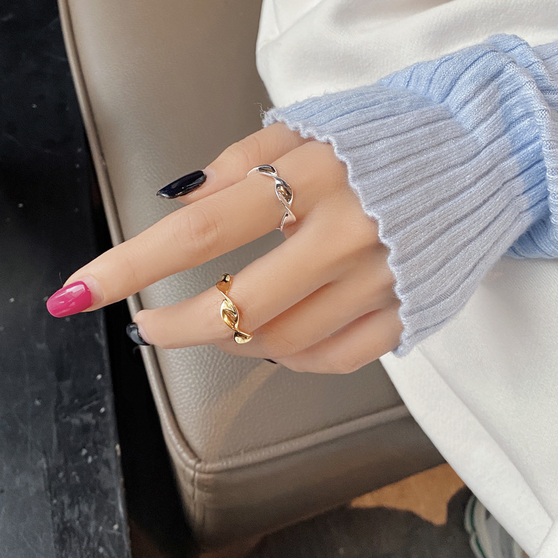 Simple Style Waves Sterling Silver Irregular Rings display picture 6
