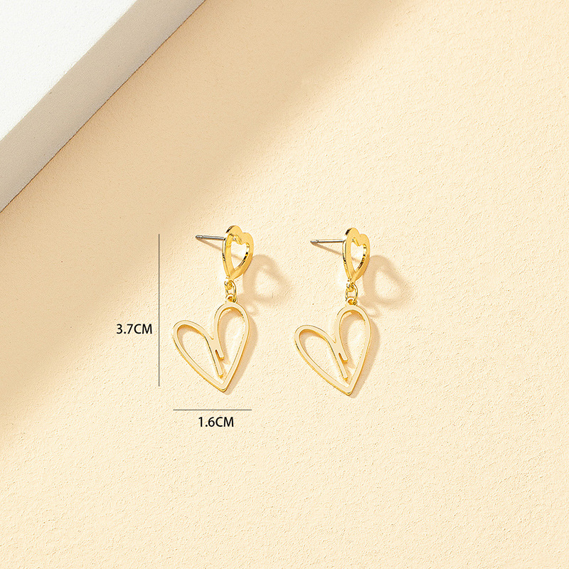 Wholesale Jewelry Commute Heart Shape Alloy Plating Drop Earrings display picture 1