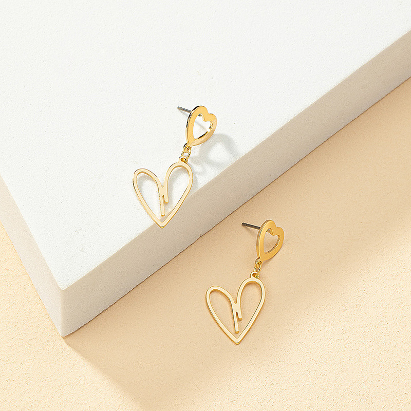 Wholesale Jewelry Commute Heart Shape Alloy Plating Drop Earrings display picture 2