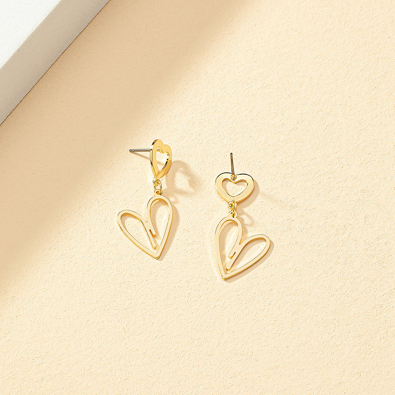 Wholesale Jewelry Commute Heart Shape Alloy Plating Drop Earrings display picture 5