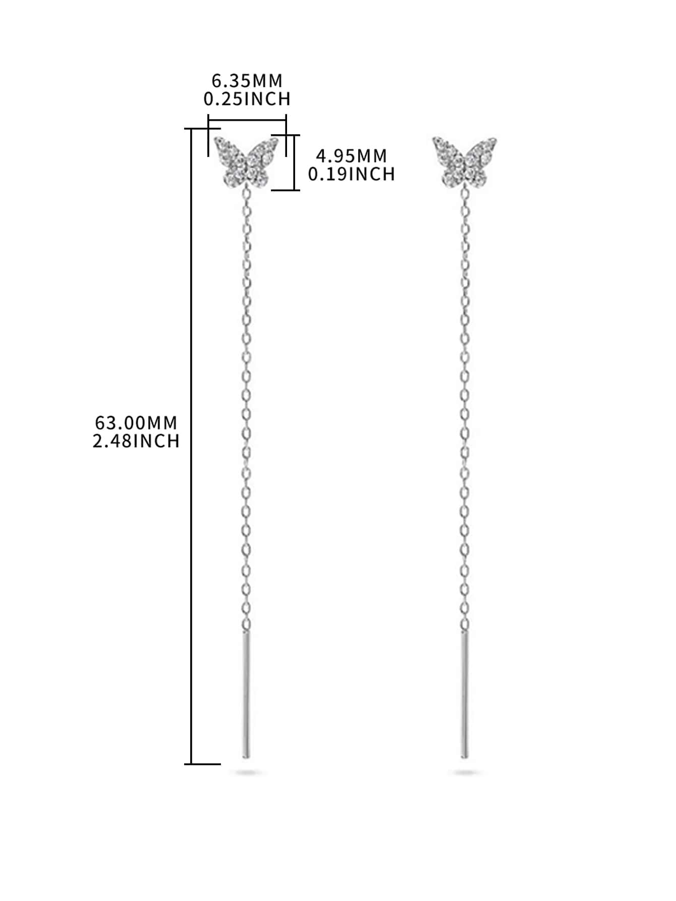 1 Paire Élégant Papillon Placage Incruster Argent Sterling Zircon Boucles D'oreilles display picture 2