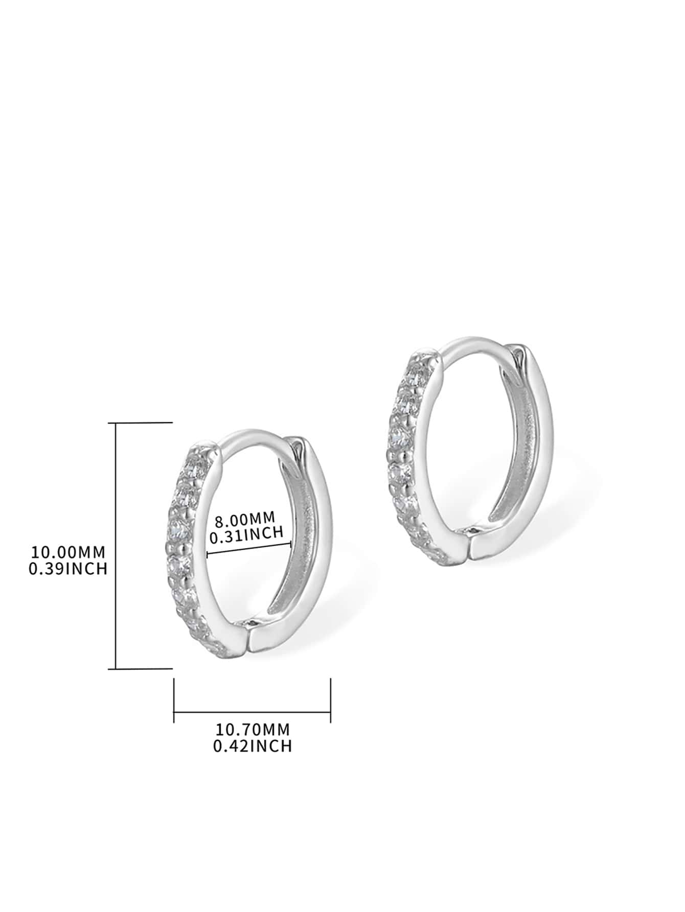1 Pair Simple Style Round Color Block Inlay Sterling Silver Zircon Hoop Earrings display picture 1