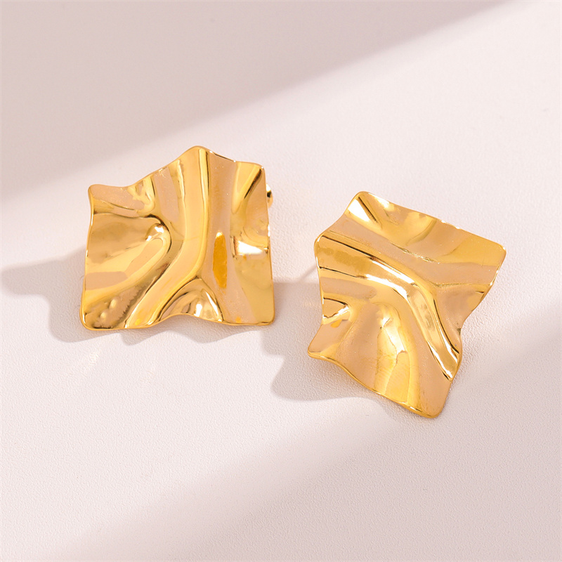 1 Pair Retro Simple Style Irregular Square Plating 201 Stainless Steel 18K Gold Plated Ear Studs display picture 6