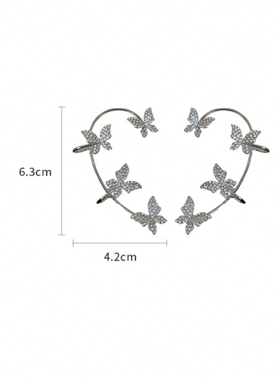1 Piece Simple Style Butterfly Inlay Copper Zircon Earrings display picture 1