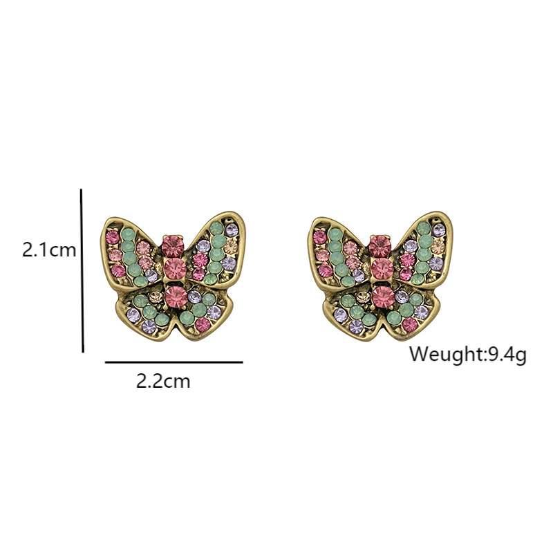 1 Pair Elegant Glam Butterfly Inlay Alloy Rhinestones Ear Studs display picture 6