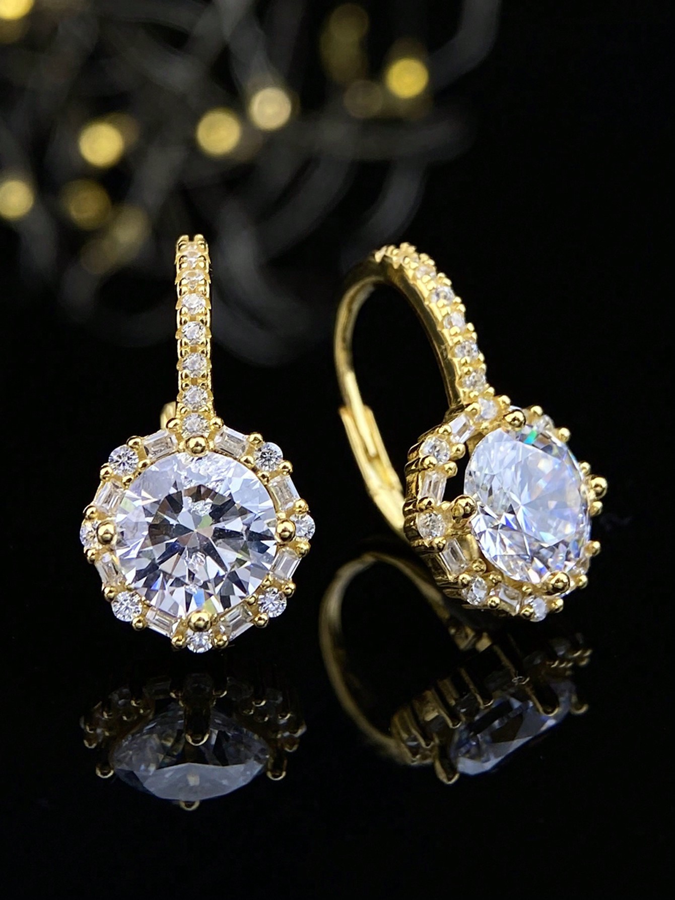 1 Pair Luxurious Round Inlay Sterling Silver Zircon Drop Earrings display picture 4