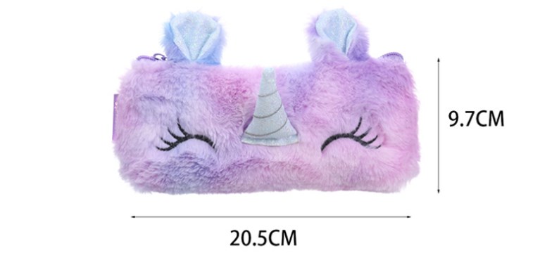Unicorn Synthetic Plush Learning Cute Pencil Case display picture 6